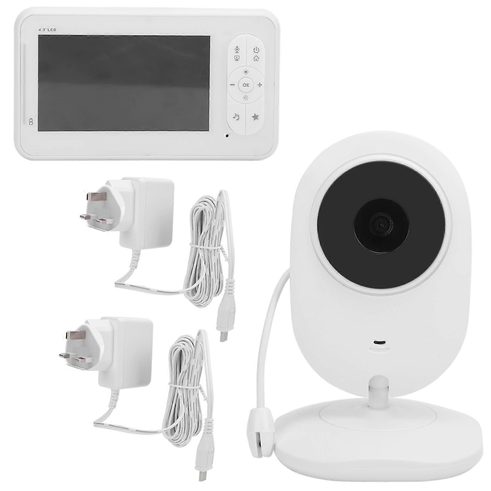 Wireless Digital Baby Monitor Temperature Display Music Function Video Baby Monitor 100‑240VUK Plug
