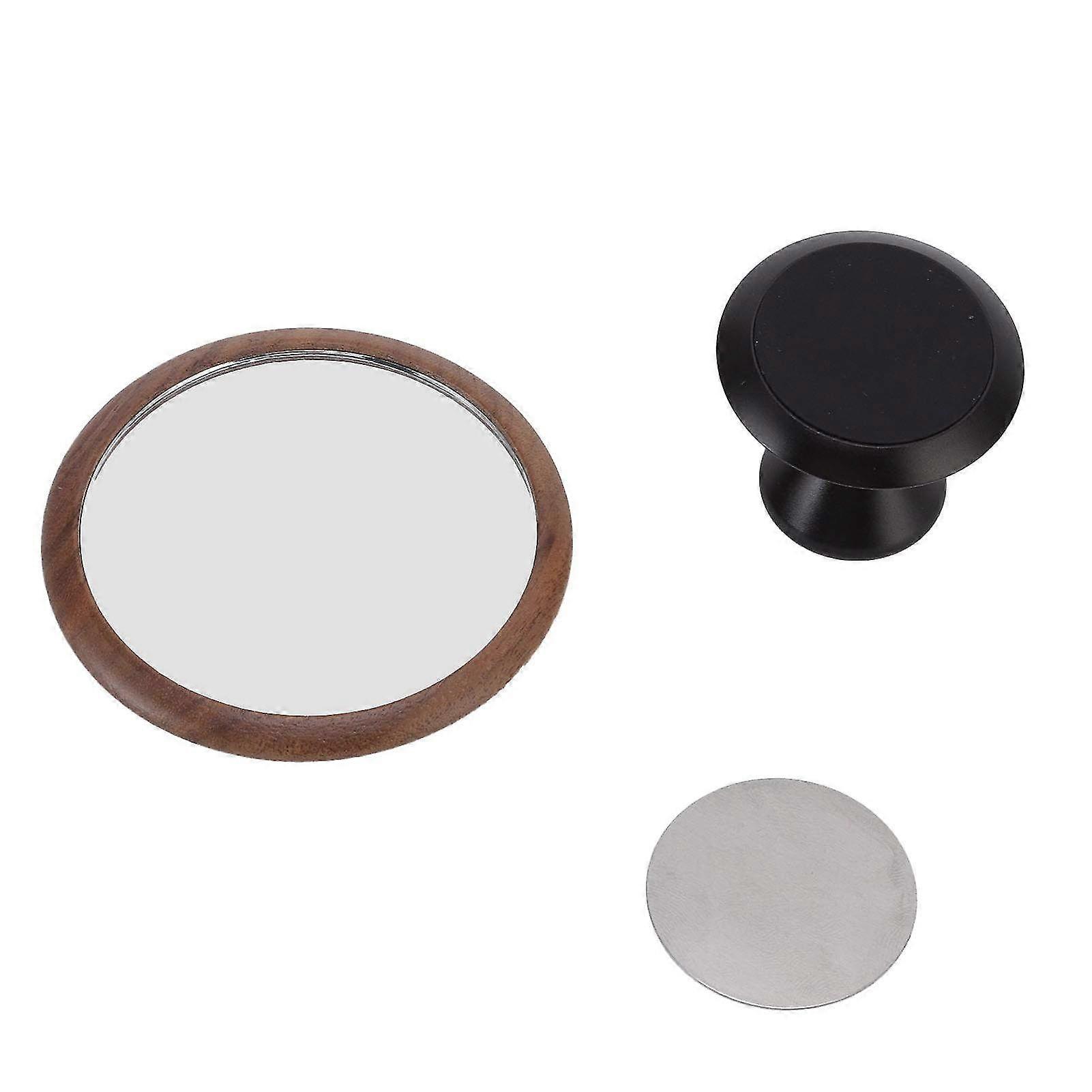 Reflective Coffee Flow Observation Mirror with Multi-Directional Rotation - Visible Coffee Extraction Display on Black Walnut Base