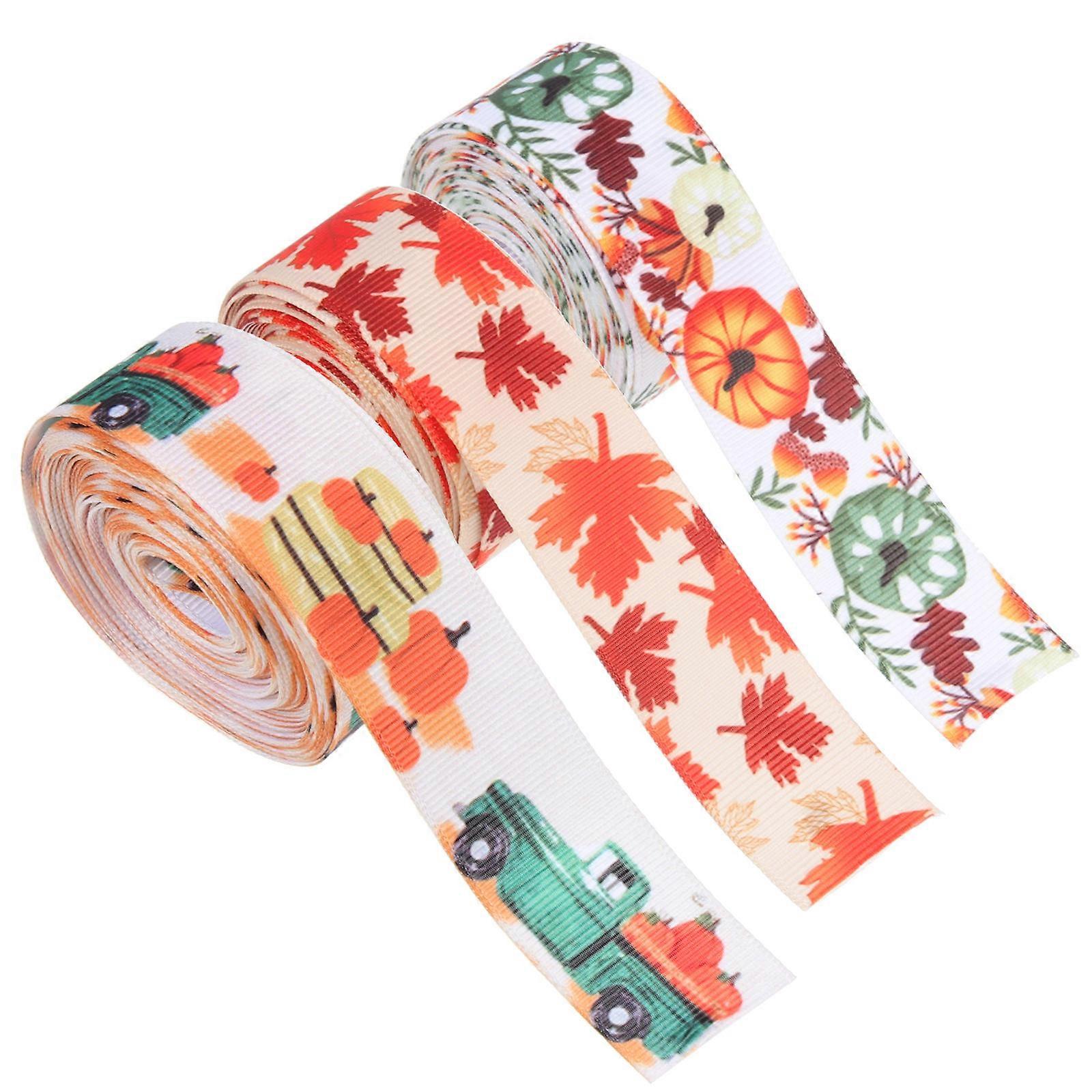 Multi Color Ribbons For Fall Craft Supplies 3 Set Decorative Ribbons 450cm Length Suitable For Autumn Decorations