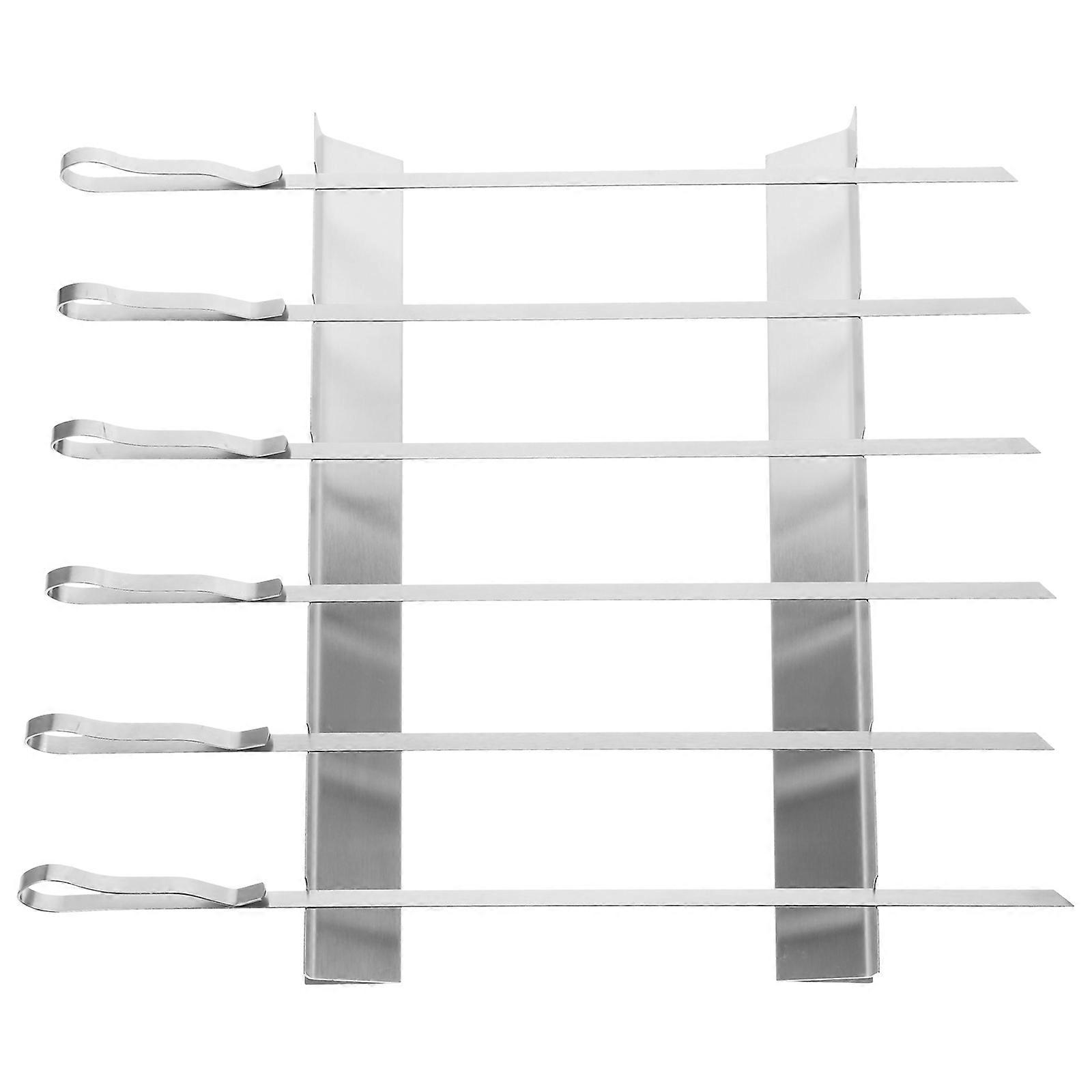 Stainless Steel Barbecue Rack BBQ Skewers With Holder Kit For Barbecue Party 41.0X2.5X0.8Cm Roasting Food 1 Set