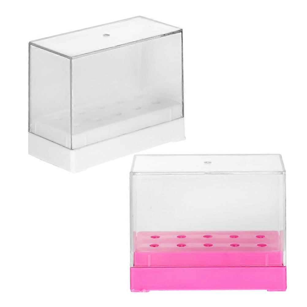 2pcs Professional Nail Drill Bits Storage Case Plastic Grinding Head Container