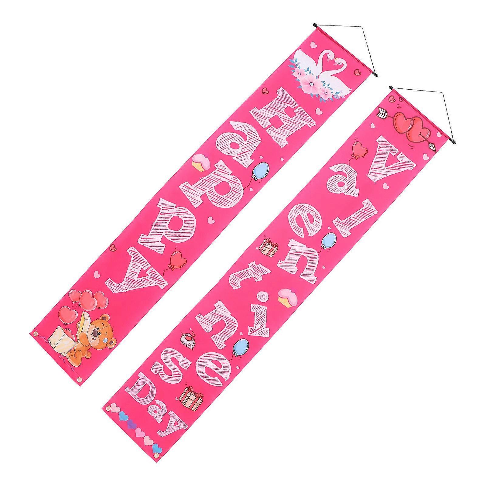 Valentines Day Door Banner Beautiful Decorative Porch Sign For Couples Featuring Watermelon Red Color 1 Pair