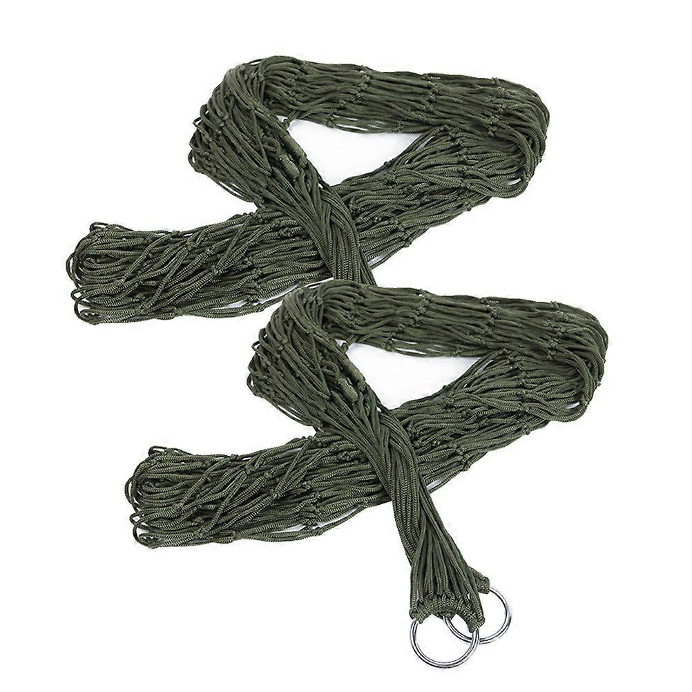 Green Nylon Rope Mesh Hammock for Outdoor Use Strong Durable Portable 240x80cm