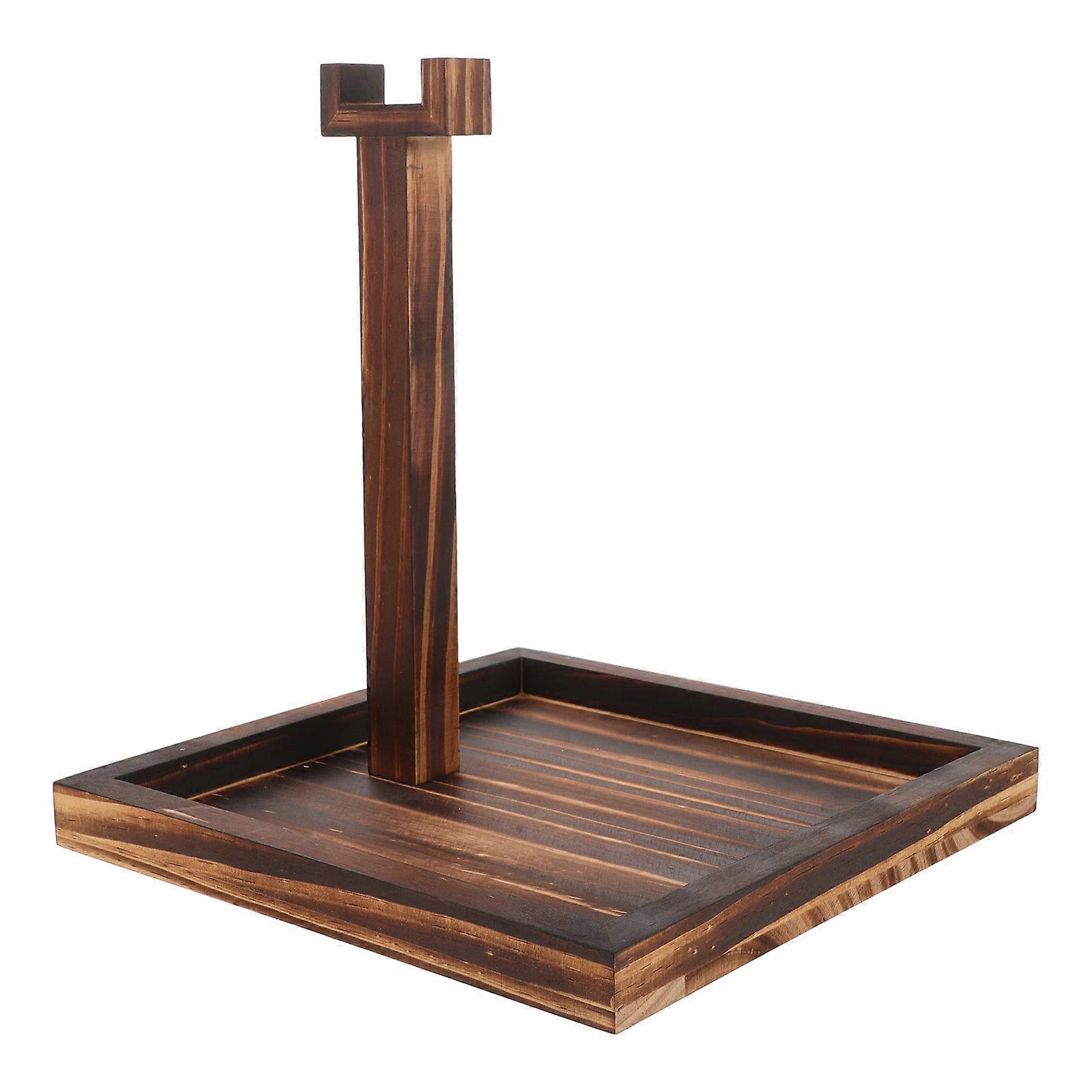 Wood Headphone Stand for Home Light Brown Multi-functional Desk Organizer Table