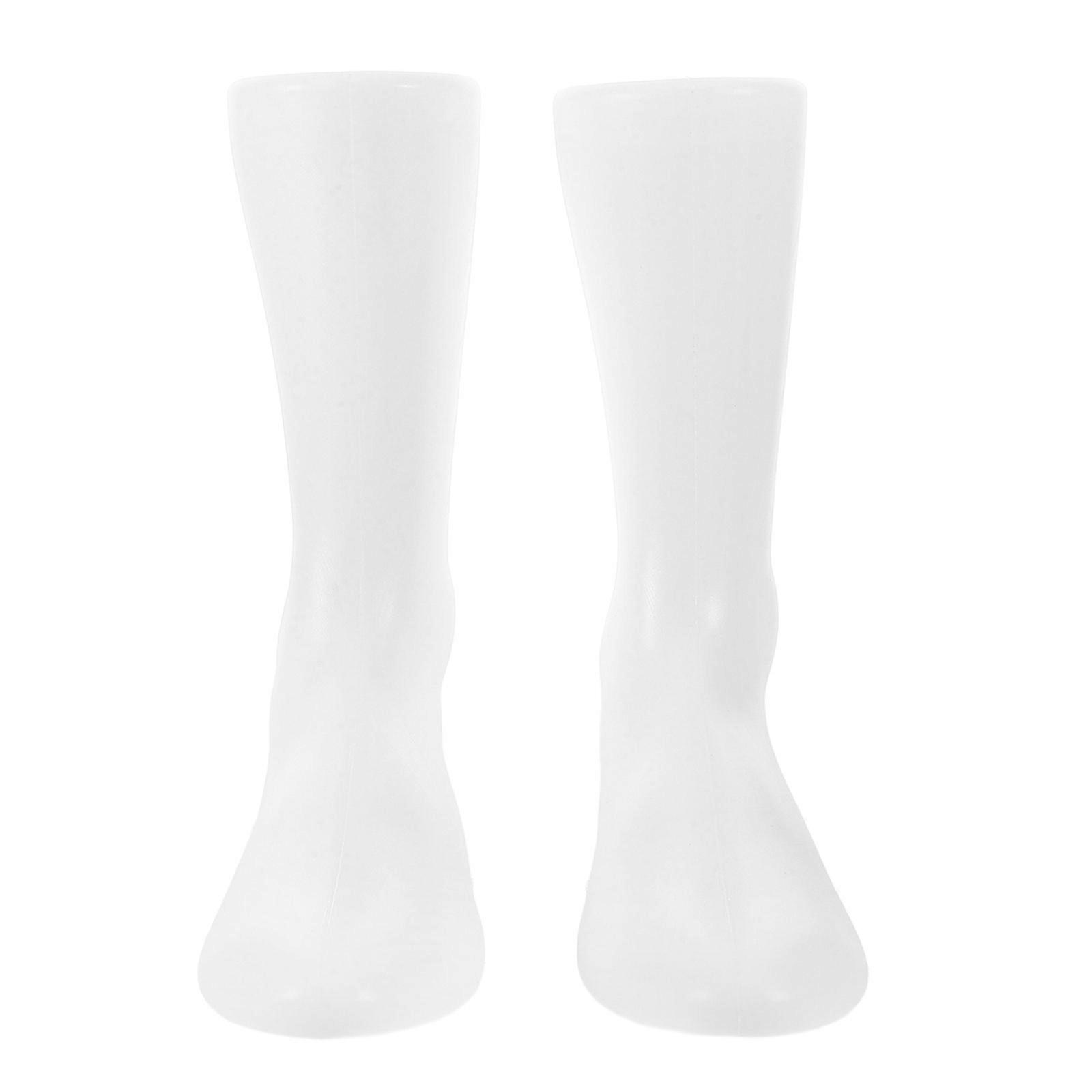 White Plastic Foot Mannequins for Socks Display with Durable Build and Realistic Design 2pcs Adult
