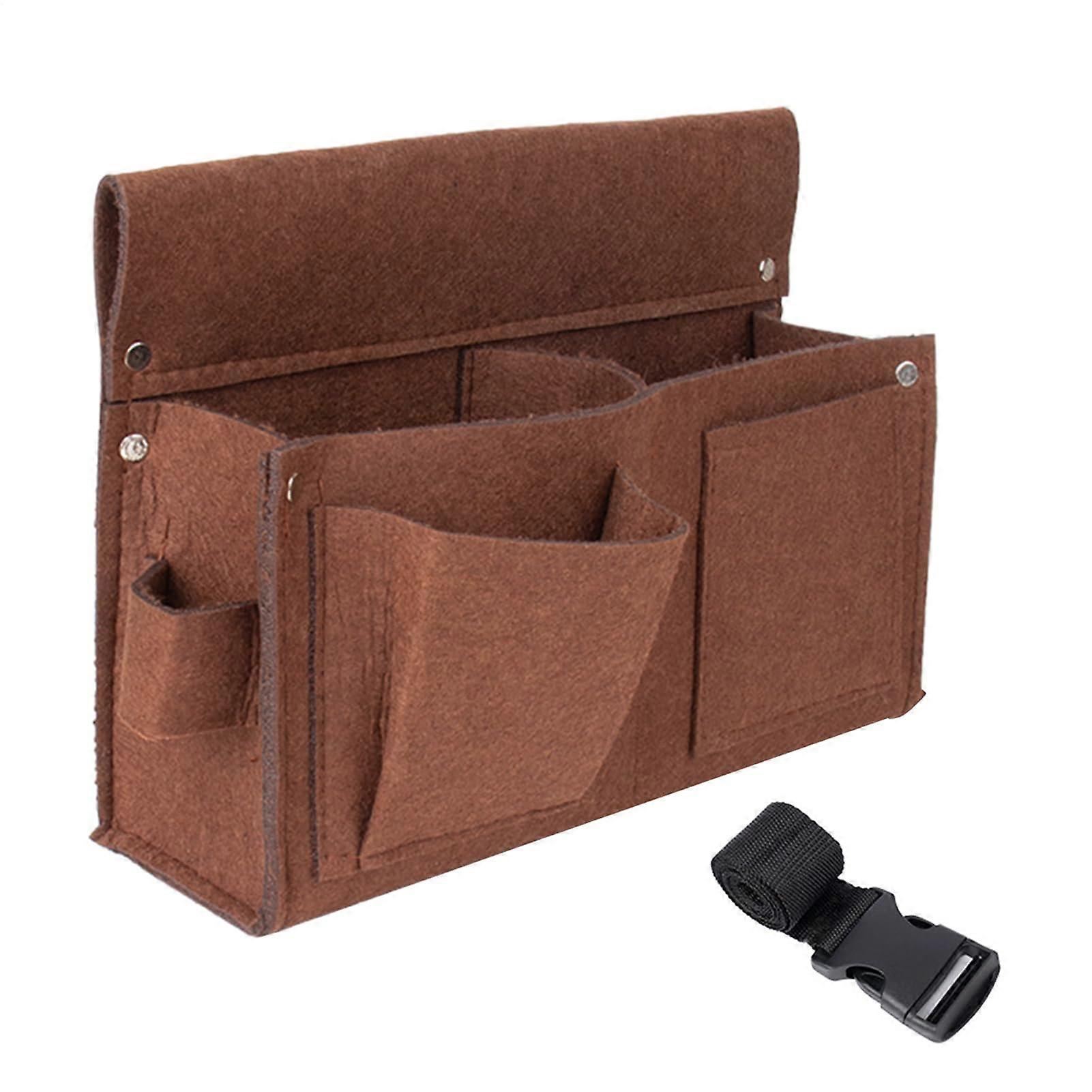 Tool Waist Pouch Multi-Pocket Tool Belt Organizer For Electricians And Carpenters With Belt Adjustable Heavy-Duty Brown