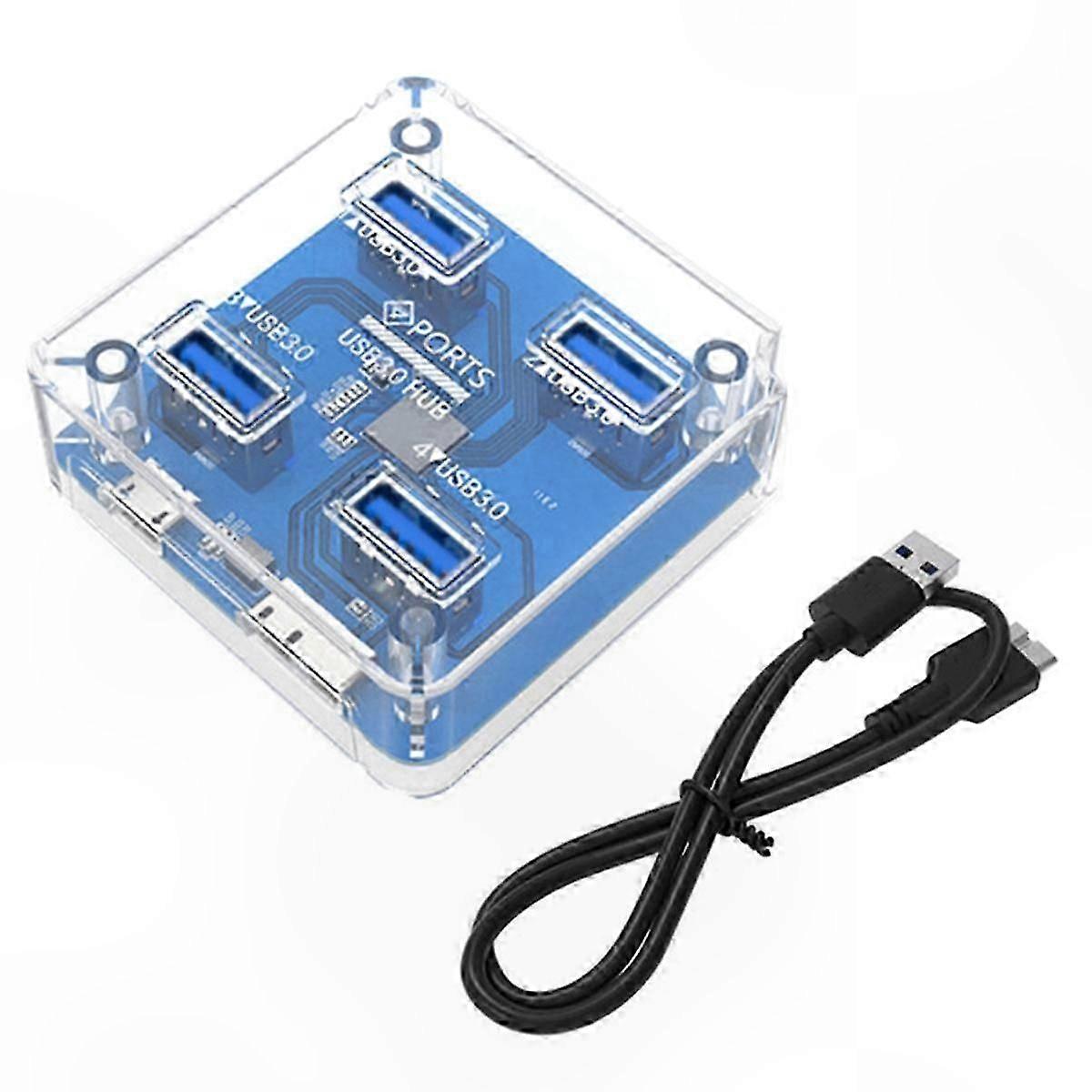 Multi-Port USB 3.0 Hub Adapter for Laptop and Desktop, Square Design Docking Station Splitter with 4 Ports