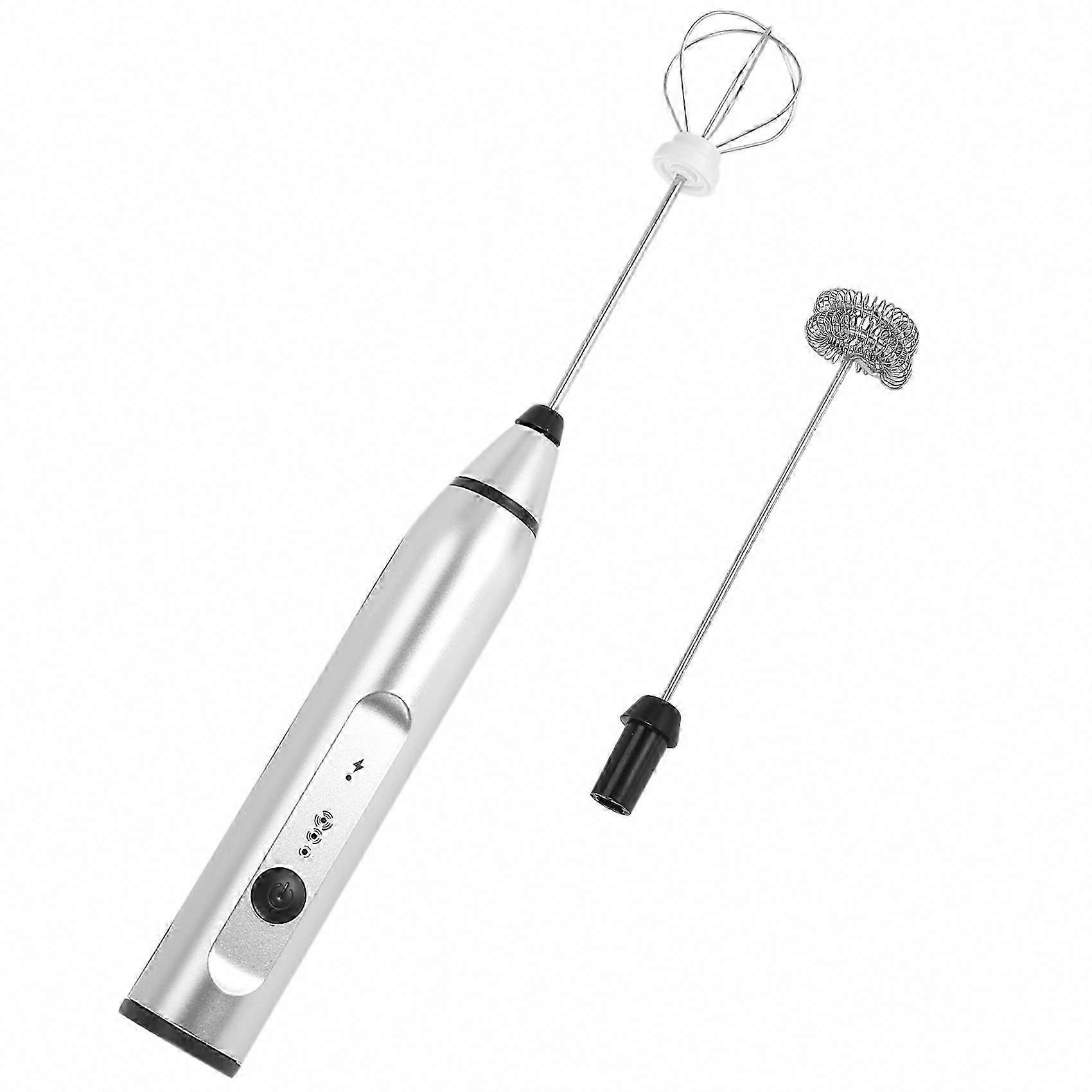 Rechargeable Electric Milk Frother With 2 Whisks, Handheld Foam Maker For Coffee, Latte, Cappuccino, Hot Chocolate, Durable Drink Mixer