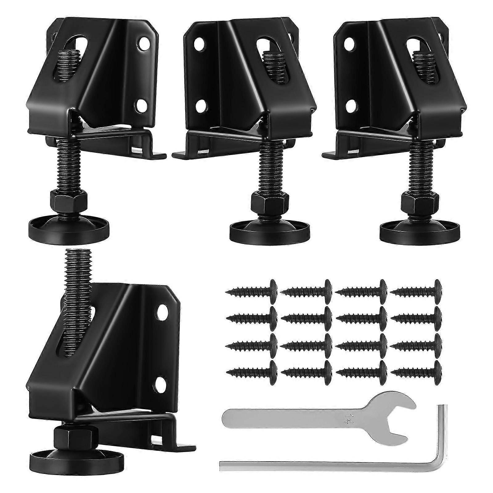 4pcs Heavy Duty Adjustable Leveling Feet for Furniture, Cabinet, Workbench & Desk Legs with Screw Design and Wrench, Black