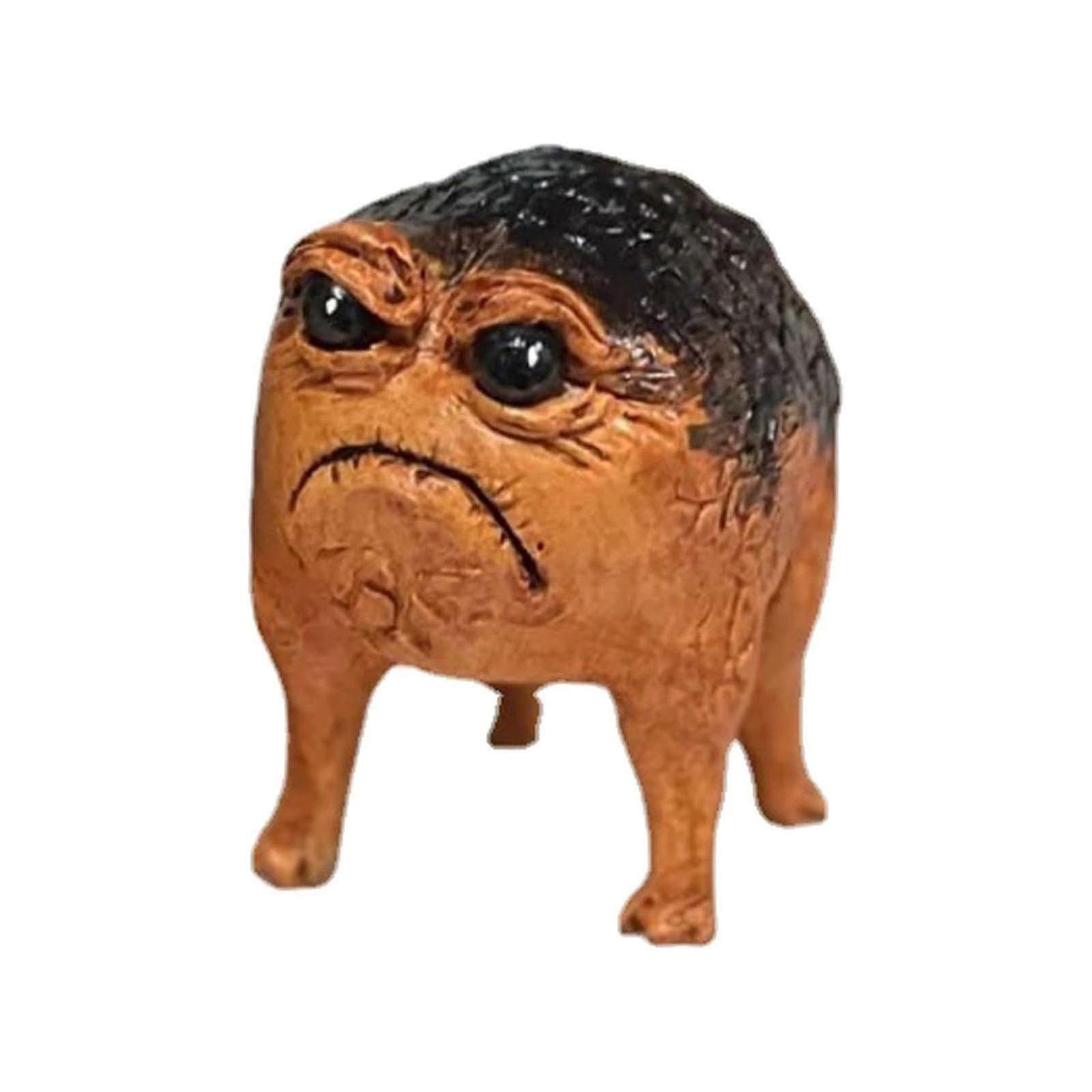 Grumpy black African rain frog resin statue Angry guacamole frog weird toad sculpture