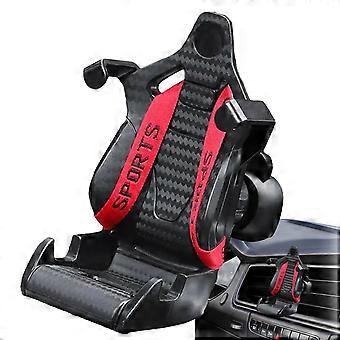 Car Phone Holder Racing Seat Design - 360 Degree Rotating Air Vent Mount, Swivel Mobile Holder for All Smartphones, Red Ribbon