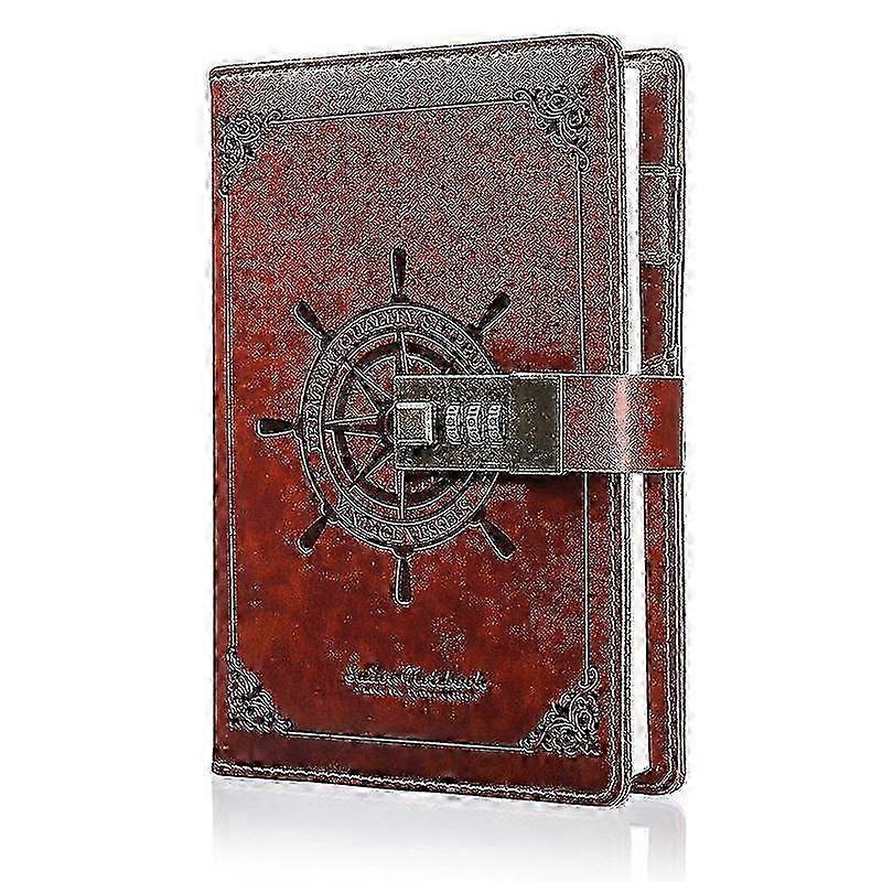 Brown Leather Password Lock Journal - Secret Writing Notebook with Secure Lock
