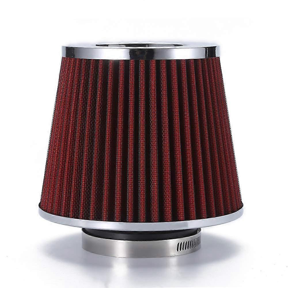 Universal Car Air Filter 76mm 3 Inch High Flow Cold Air Intake Filter Aluminum Nonwoven Rustproof Air Intake Hose Red