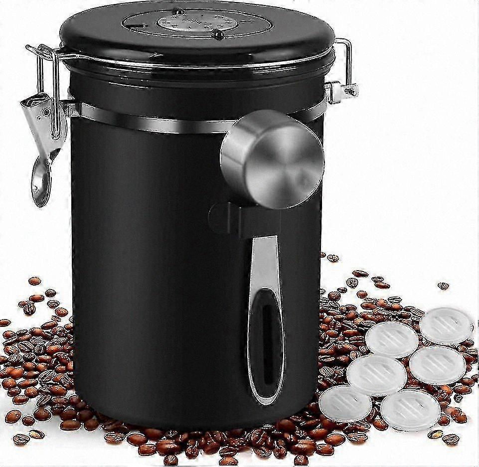 Stainless Steel Food Storage Container with Airtight Seal, Date Tracker, and Scoop for Coffee, Tea, Flour, Cereal, and More