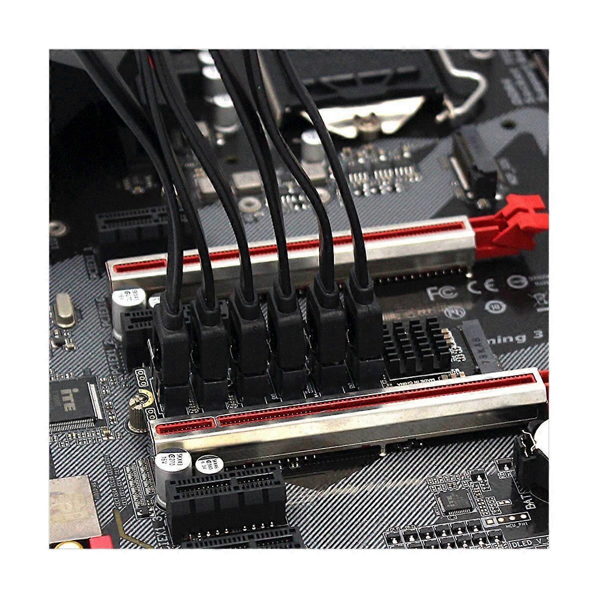 2X M.2 MKEY PCI-E Riser Card M.2 NVME to SATA3.0 PCIE to SATA 6Gpbsx6-Port Expansion Card ASM1166 Su
