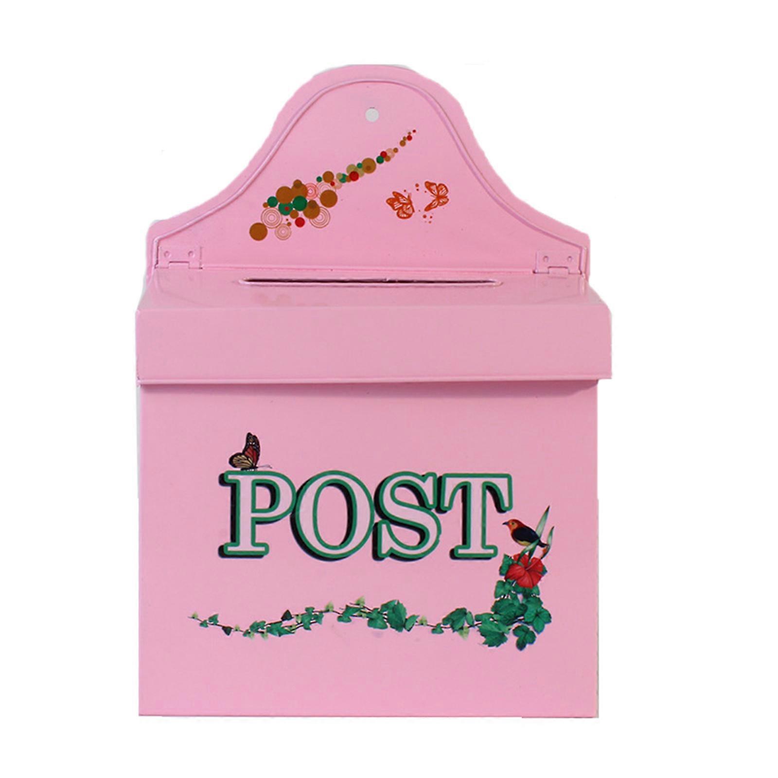 Rustproof Wall Mounted Mailbox Suitable For Home Decoration Iron Metal Letter Box Large Capacity Easy Setups Secure Lock Multicolor
