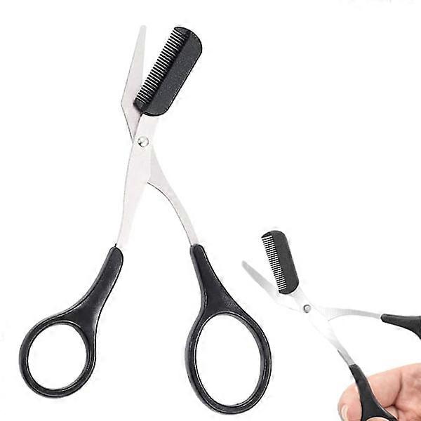 Eyebrow Scissors with Comb, Black Stainless Steel Eyebrow Scissors with Comb, Professional Precision Eyebrow Scissors