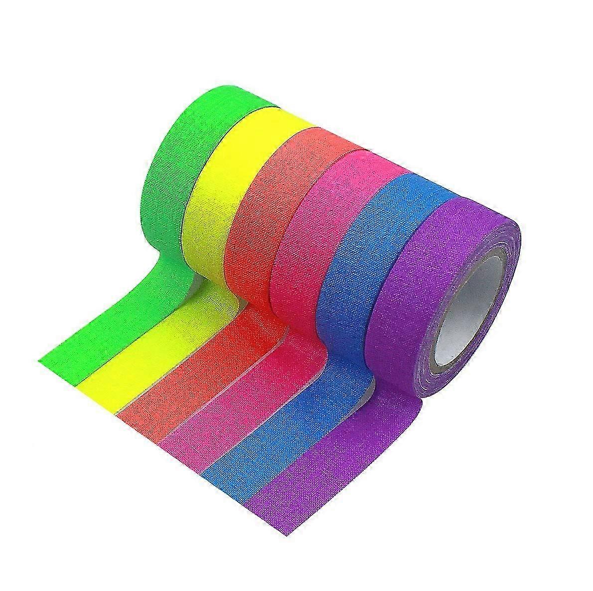 6 Rolls Fluorescent Cloth Tape, Luminous Neon Gaffer Tapes, Self Ad...