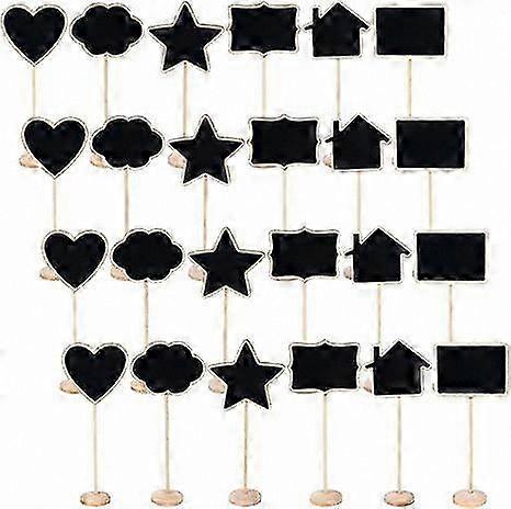 24 Mini Chalkboard Labels with Stands for Party Buffet, 6 Unique Styles