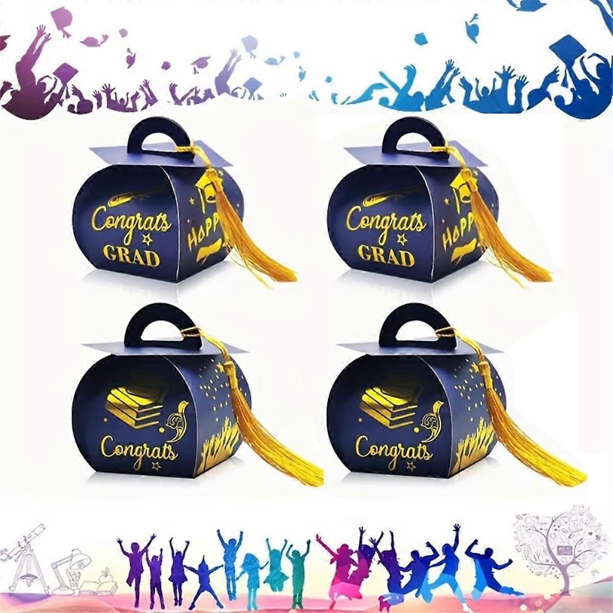 30 PCS Graduation Candy Boxes Cap Gift Box with Tassel, 2025 Graduation Party Favors Boxes for Congrats Grad