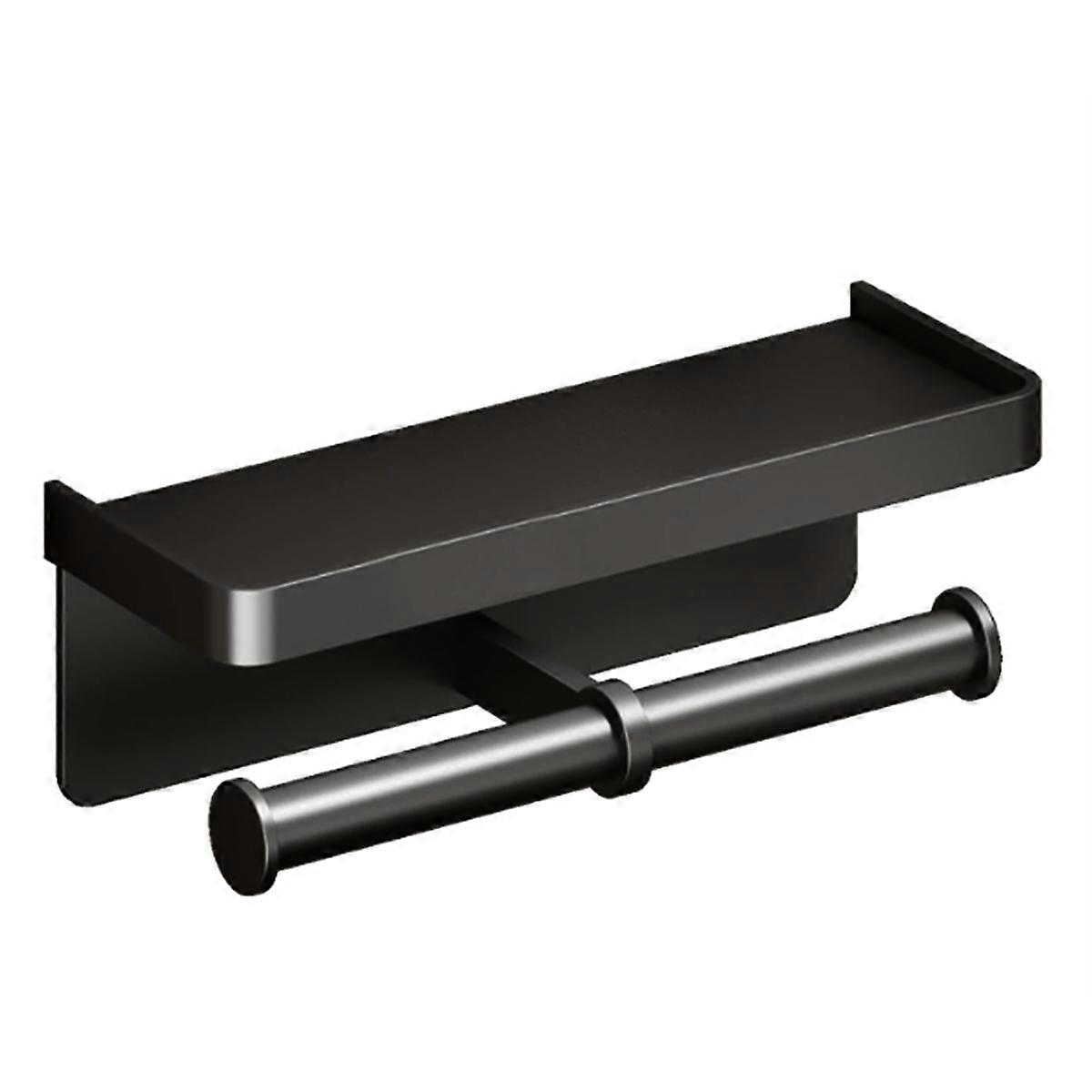 Toilet Paper Holder Wall-Mounted Aluminum Alloy Toilet Paper Holder Tissue Rack Bathroom Tissue Holder Black