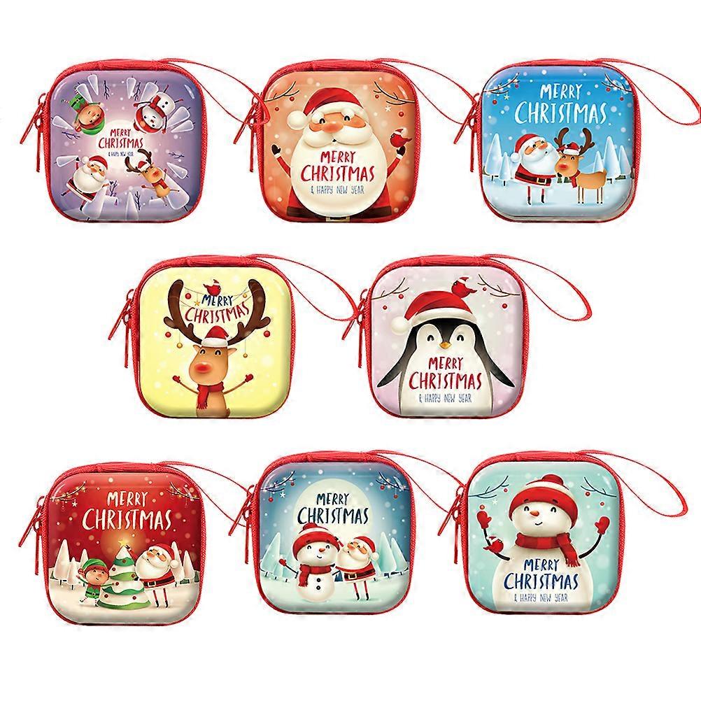 Portable Zipper Change Purses 8Pack Mixed Pattern Design Coin Purse Ideal For Children And Family Christmas Gifts