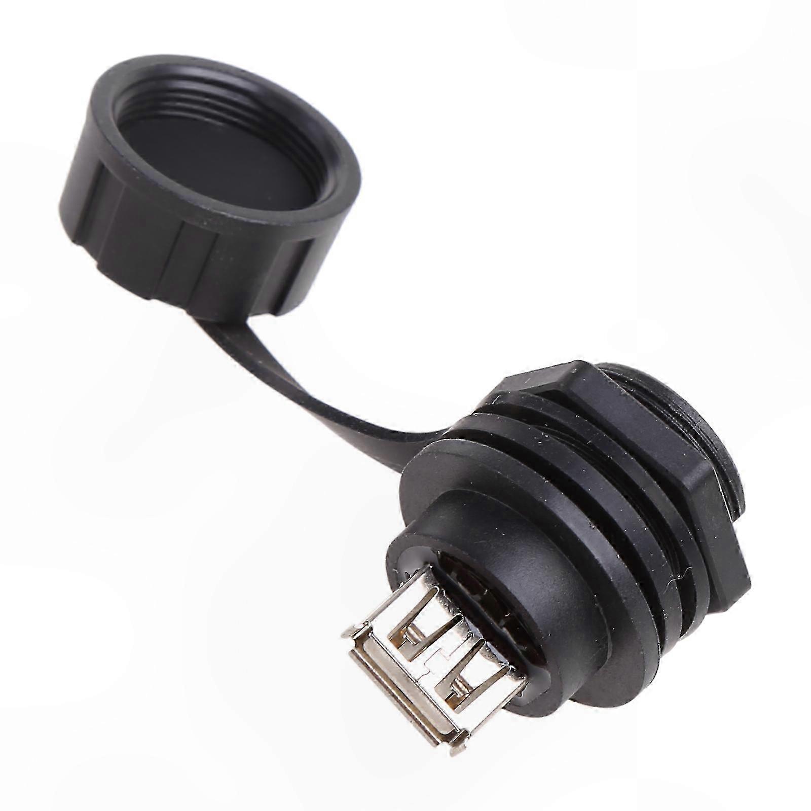 Waterproof USB 2.0 Female Panel Mount Socket with Cap IP67 Connector