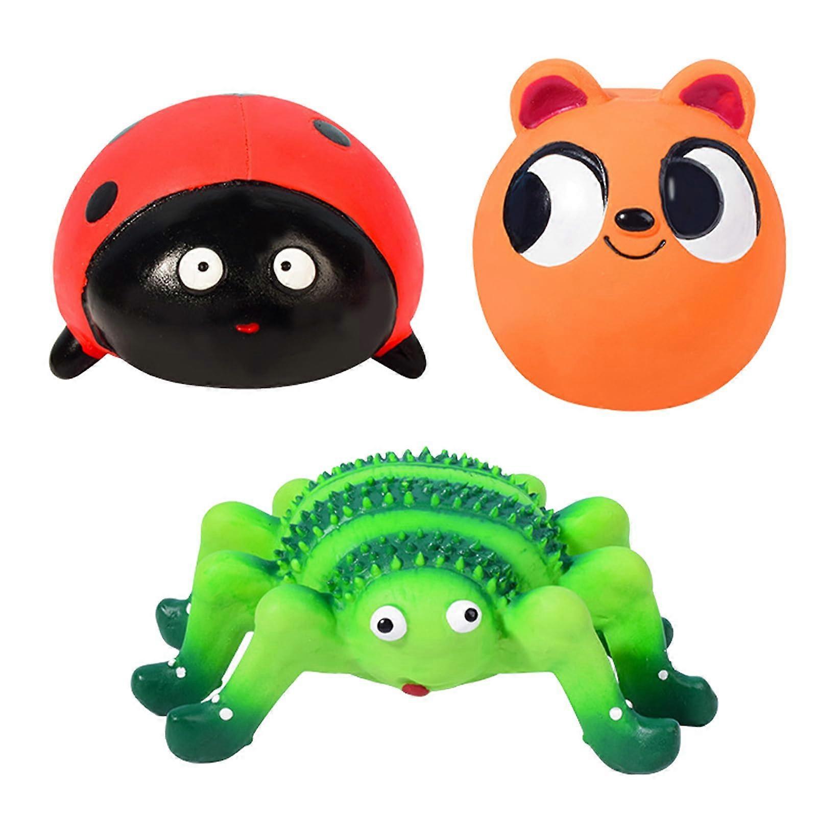 Squeaky Dog Toys 3 Pack Latex Rubber Squeak Toys Toss Fetch Chew Toy Teeth Cleaning Pet Toy For Small And Medium Dogs