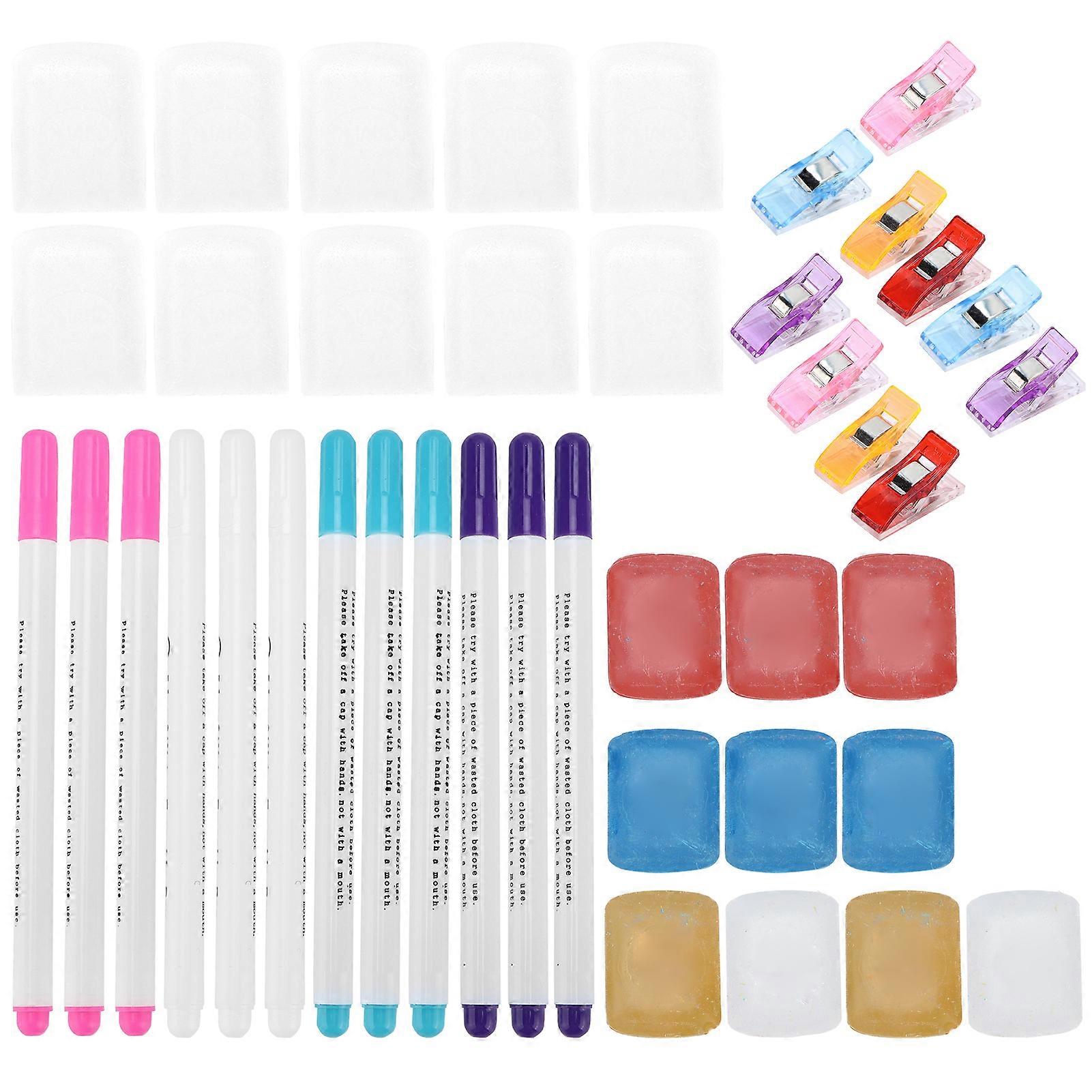 Tailors Chalk Triangle Set 6 Colors Plastic Wax Markers for Fabric