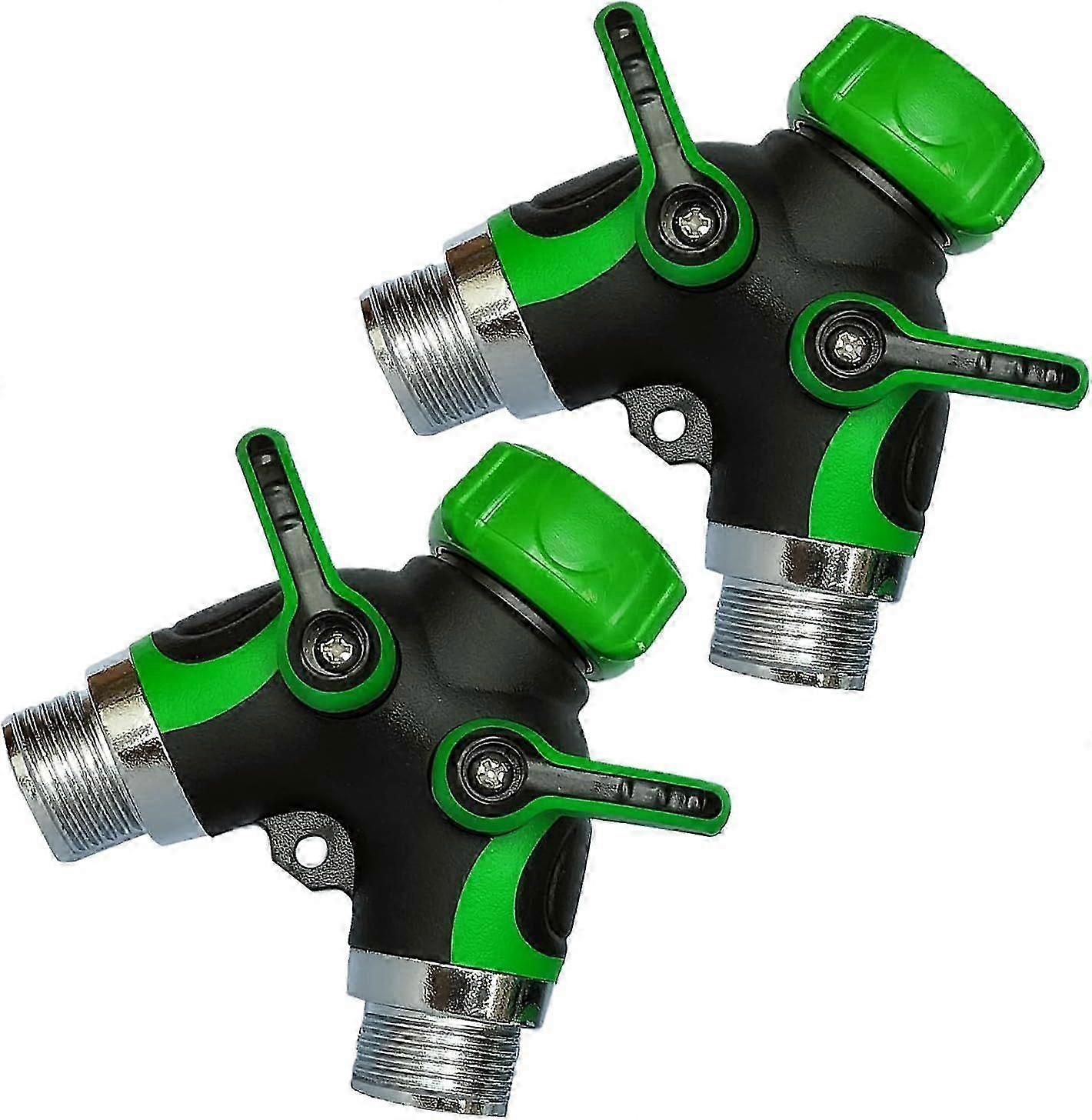 Set of 2 Y Hose Splitters 2 Way, Hose Connector Garden Outdoor Faucet -Water Tap