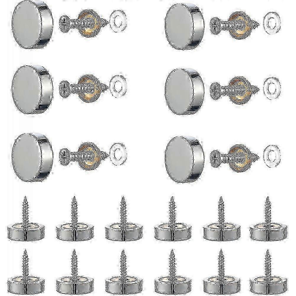 20 Sets Silver Mirror Screws, 12mm Polished Brass with Decorative Cap Mirror