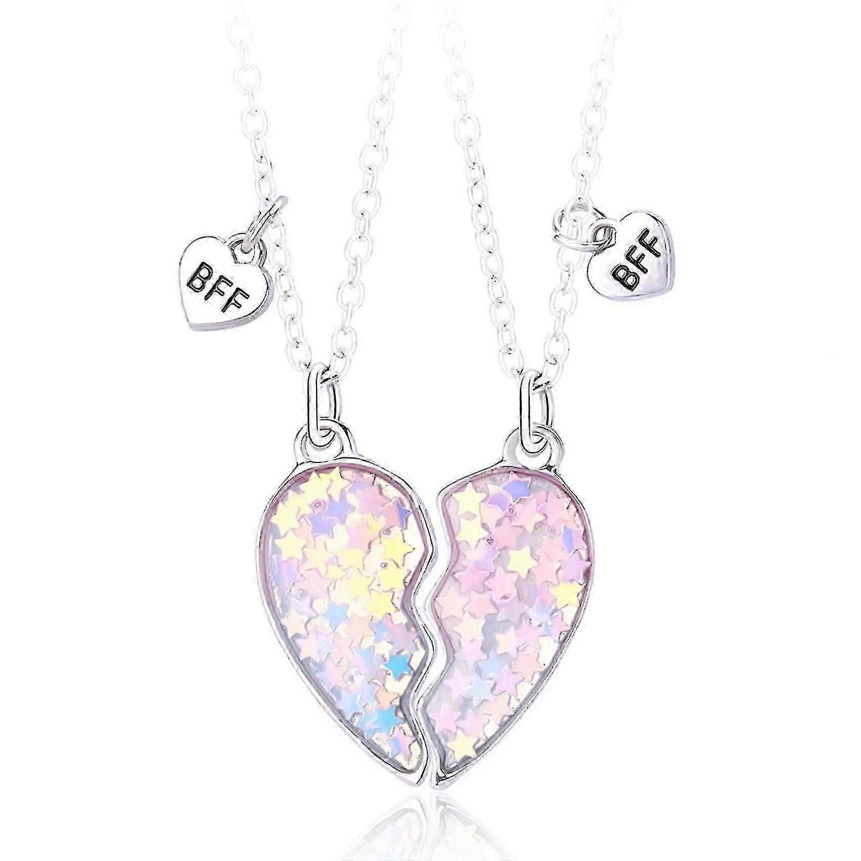أفضل صديق قلادة - قلادة الصداقة ل 2 فتيات ، قلادات القلب المغناطيسي Bff | مطابقة أفضل صديق الفتيات