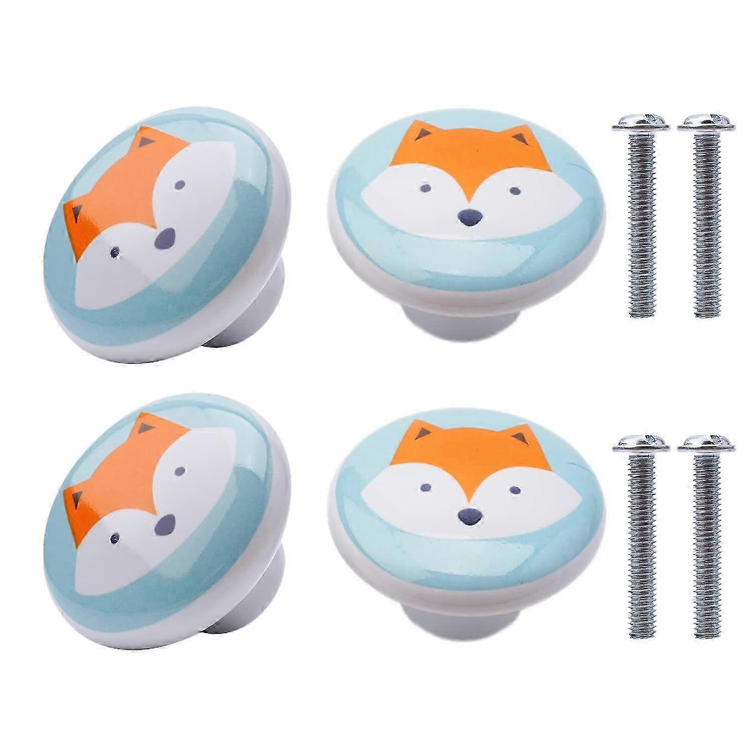 2025 Yzfei 4 Pieces Ceramic Cabinet Knobs Animal Pattern Ceramic Knobs Handle (Orange F VFJ