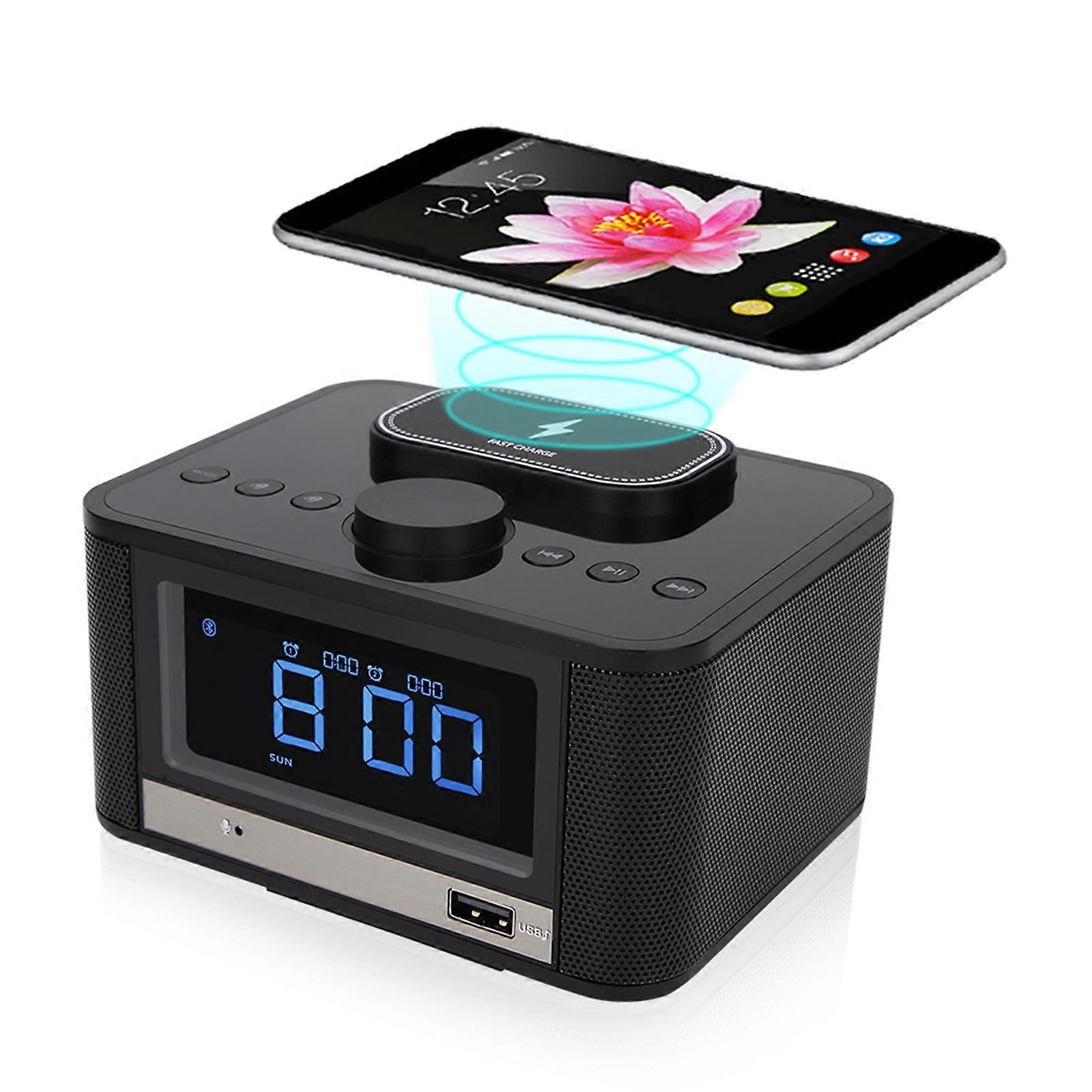 Bluetooth Speaker Player Radio Wireless Charging Digital Alarm Clock