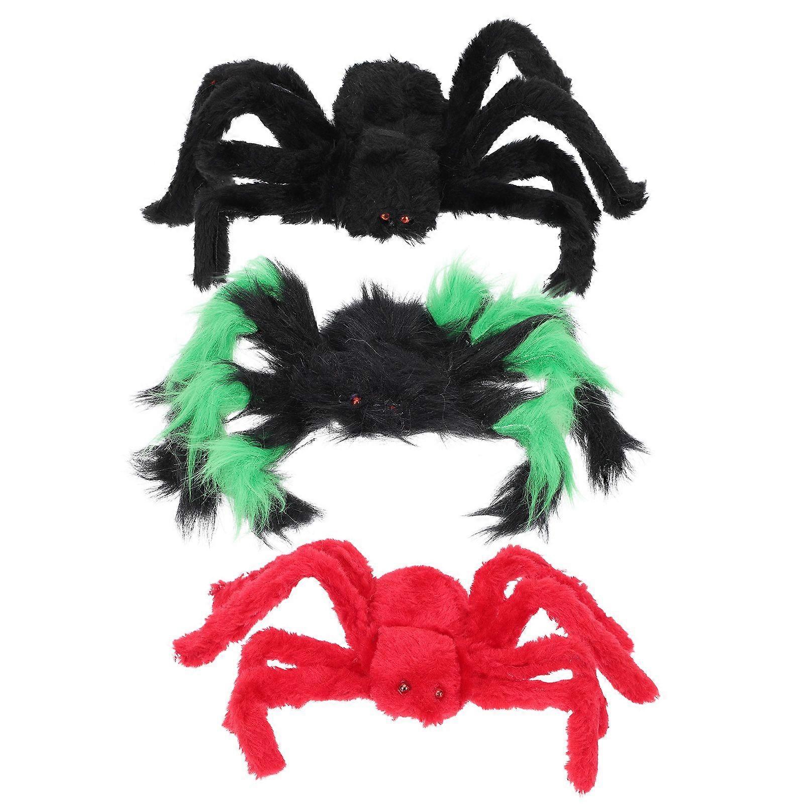 3Pcs Halloween Party Layout Props Simulation Spiders Sake Plush Spiders