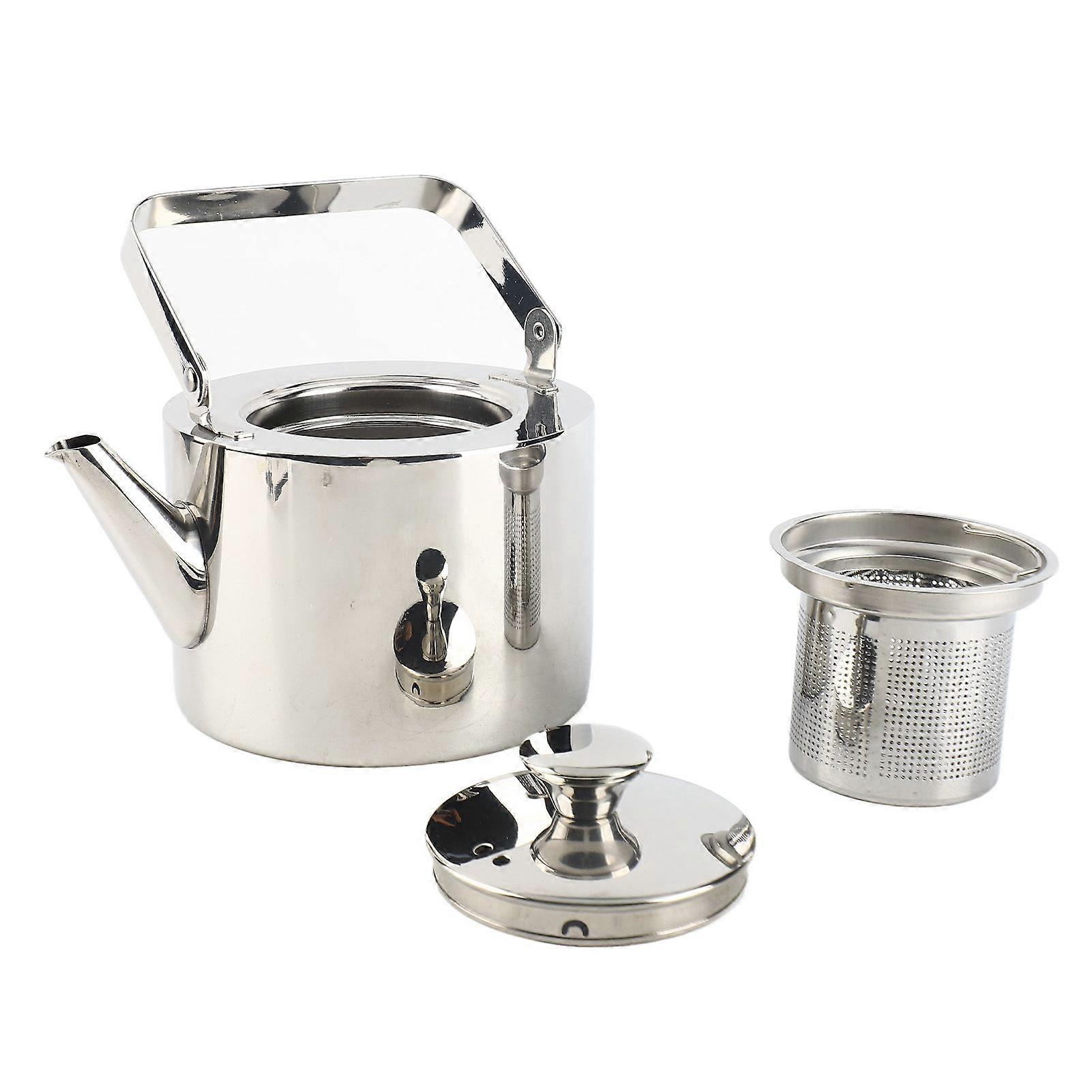 Stainless Steel Tea Kettle with Strainer Thickened Metal Whistling Teapot with Ergonomic Handle for All Stovetop Large, 1.5L