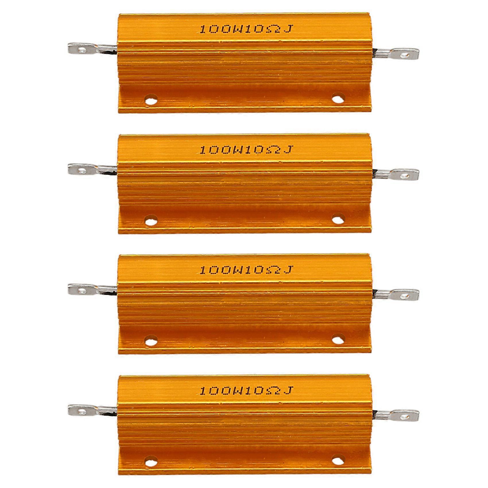 4X Gold Aluminum Clad Power Resistor Resistance 100W, 10 Ohm 10R
