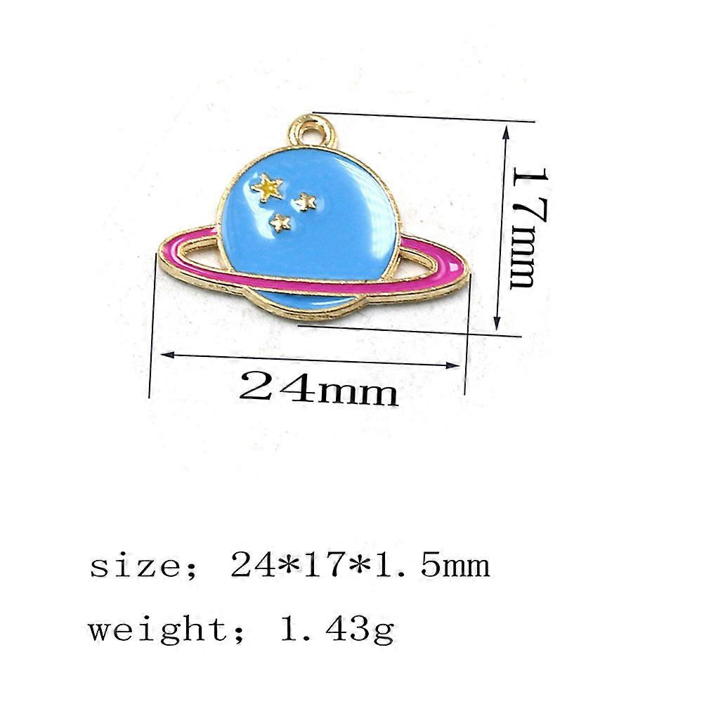 Alloy Planet Shape Necklace Pendants 10Pcs Colorful Charms For Crafting And DIY Enthusiasts