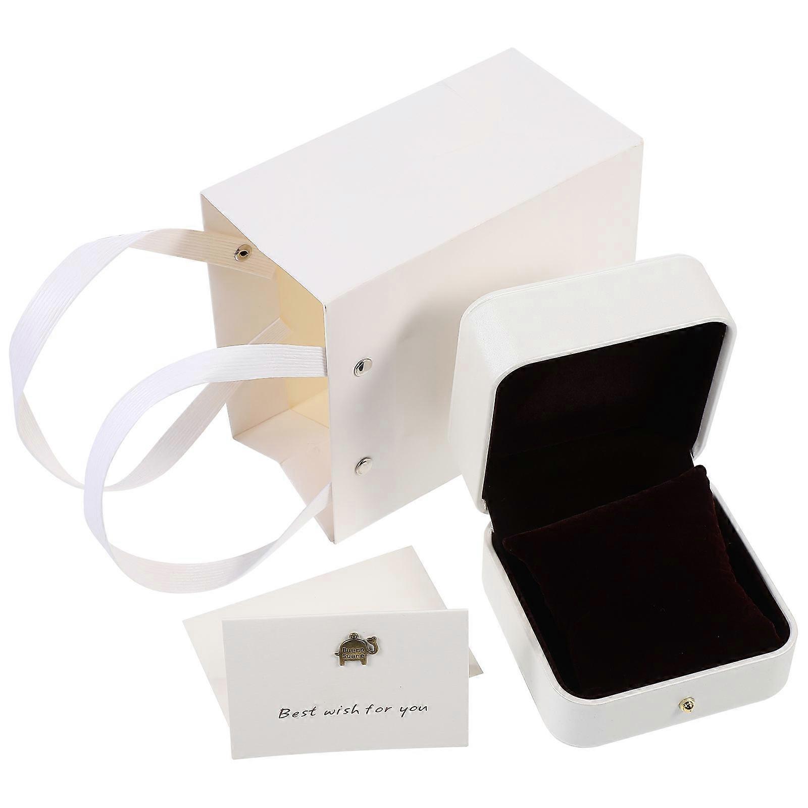 Watch Packaging Case and Gift Wrap Bag for Storage Use 2Sets White PU