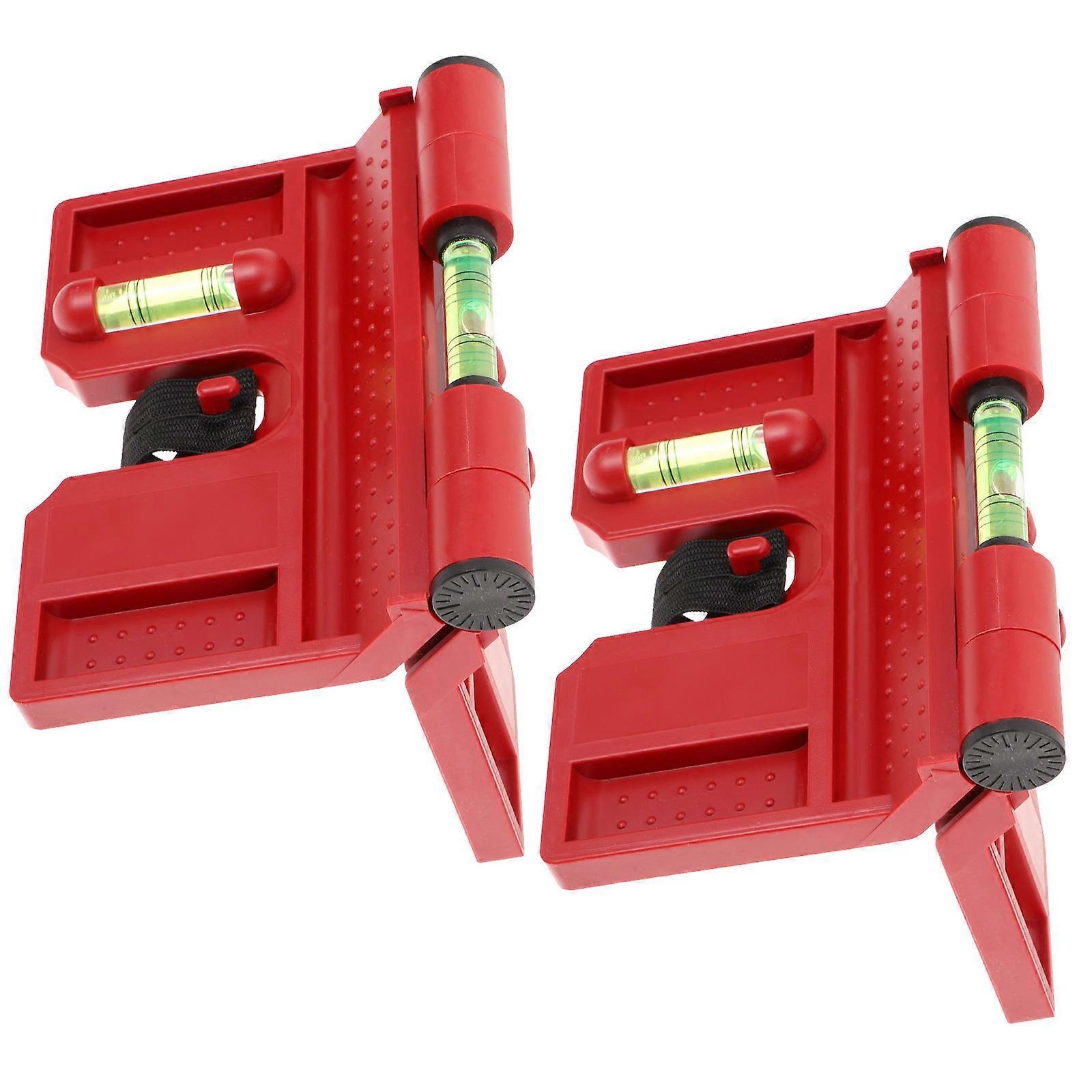 Angle Bubble Level for Pillars Measurement Tasks Foldable Red Abs Plastic Post Level Tool 2Pcs
