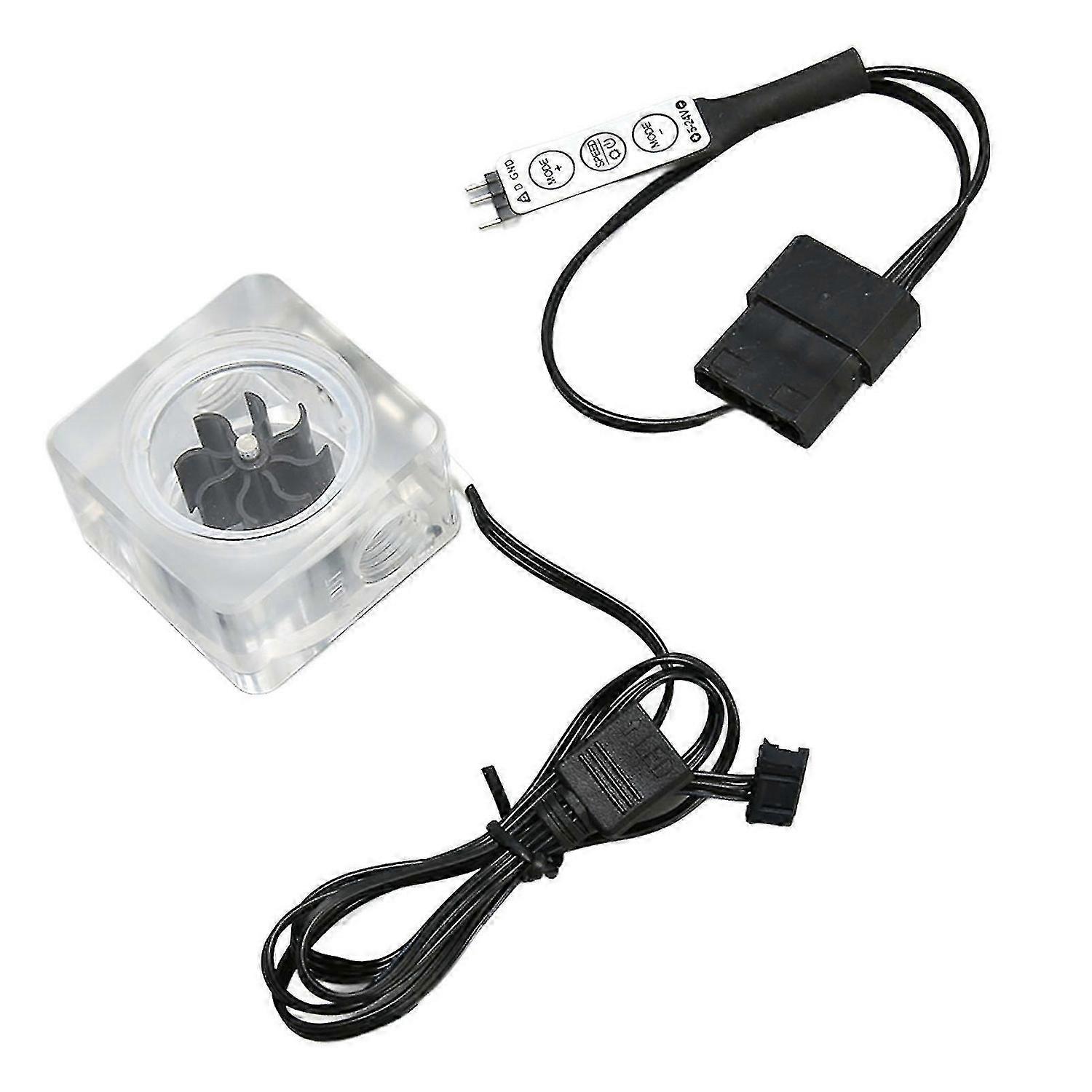 PC Water Flow Meter Indicator 8 Impeller 3 Ways Manual Remote Control Black G1/4 Thread Revolving Speed Water Cooling-YM