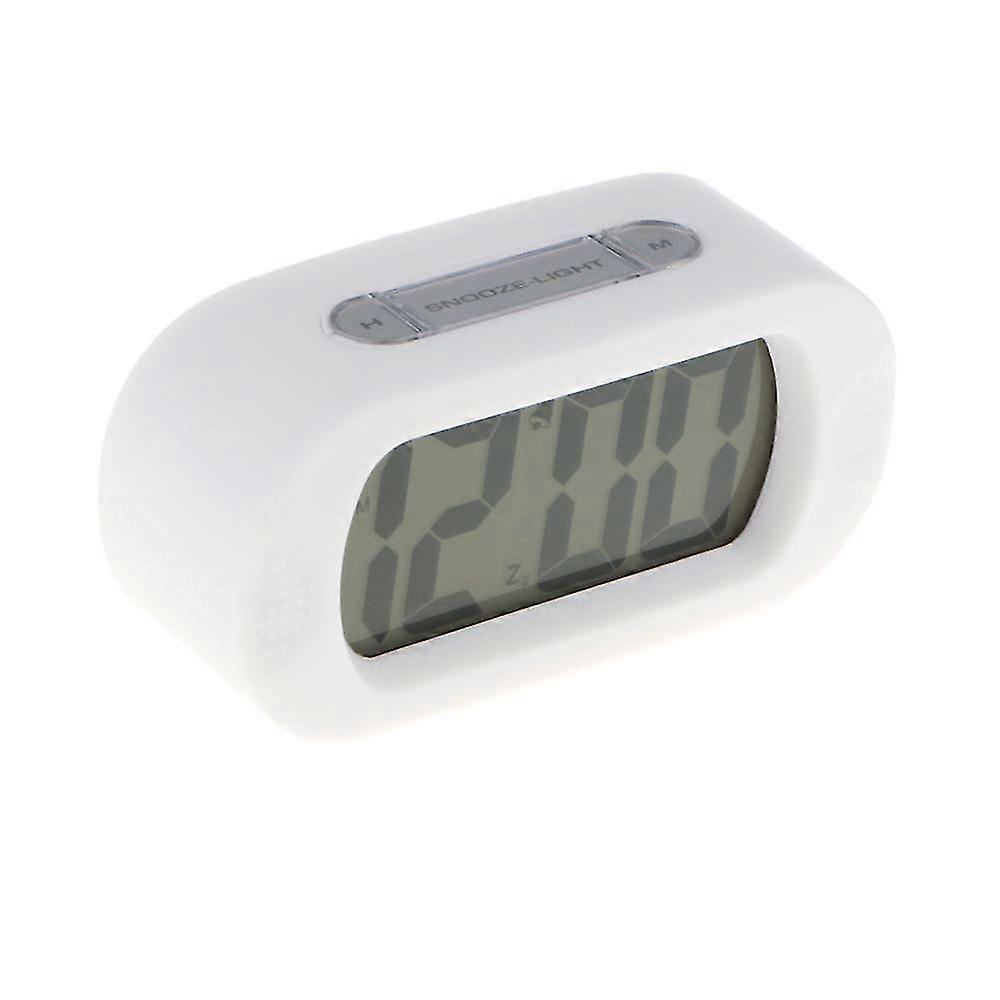 Silicone Lcd Digital Alarm Clock Shockproof Snooze Light Alarm Clock White