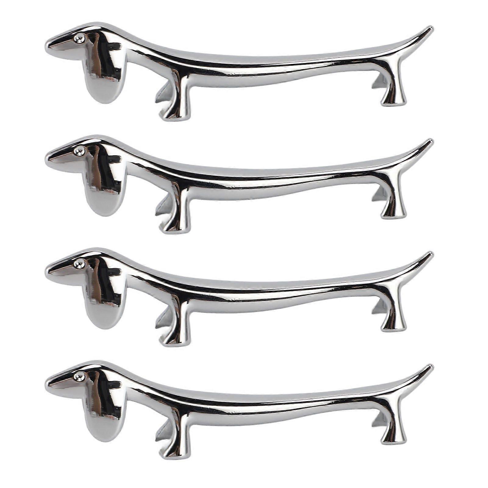 4PCS Cutlery Rest Silver Chopstick Stand Electroplated Polished Zinc Alloy Animal Shape Versatile Holder Rack for Fork Spoon Puppy