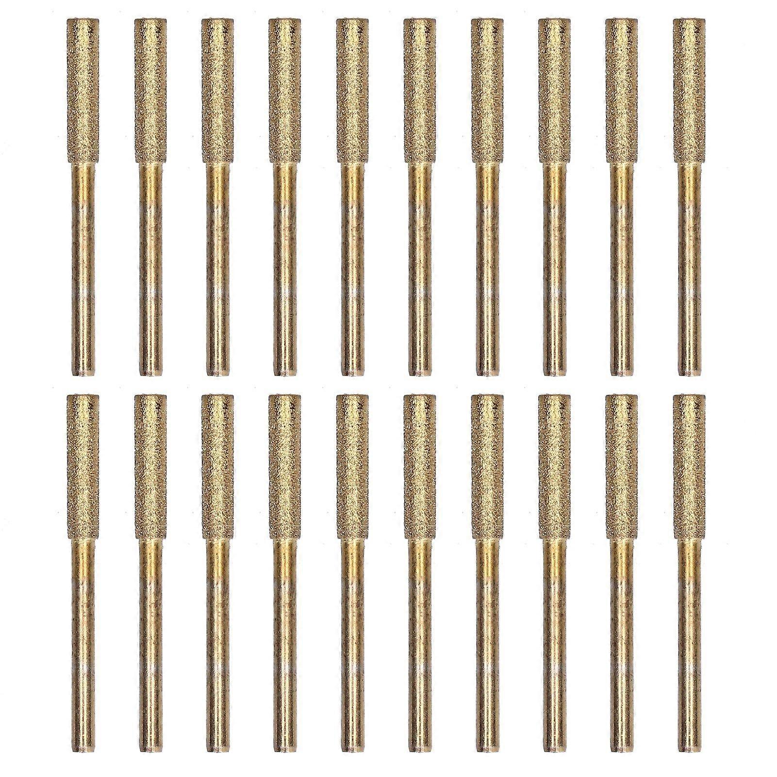20Pcs Chainsaw Sharpener Burr Grinding Head Rotating File Sharpening Tool Set KitGold 4mm