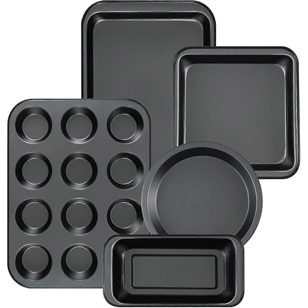 Kitchen 5-Piece Nonstick Bakeware Set - Round/Square Cake Pans