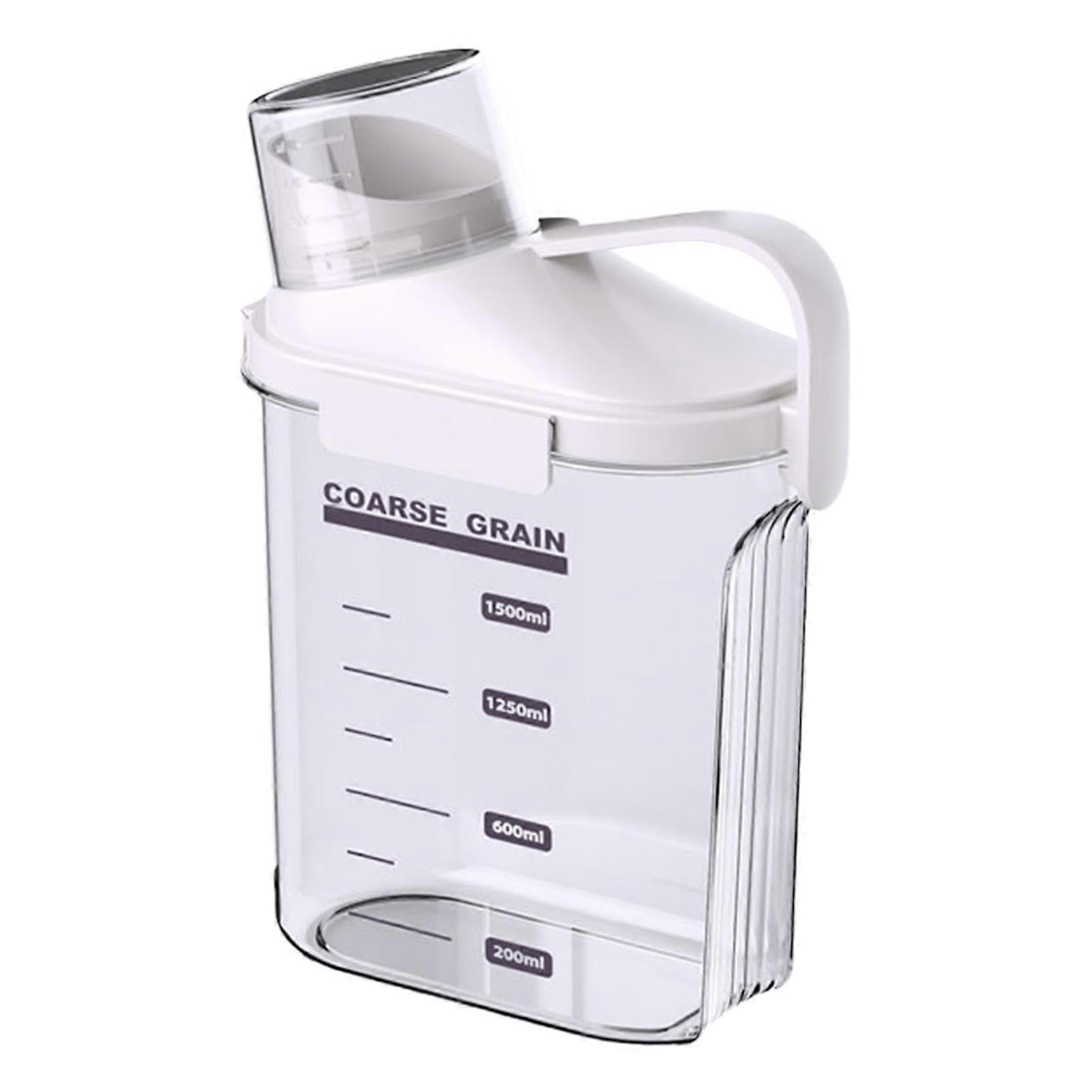 Cereal Storage Container with Pouring Spout, Medium Transparent Sealed Jar for Rice, Flour, and Dry Food Storage