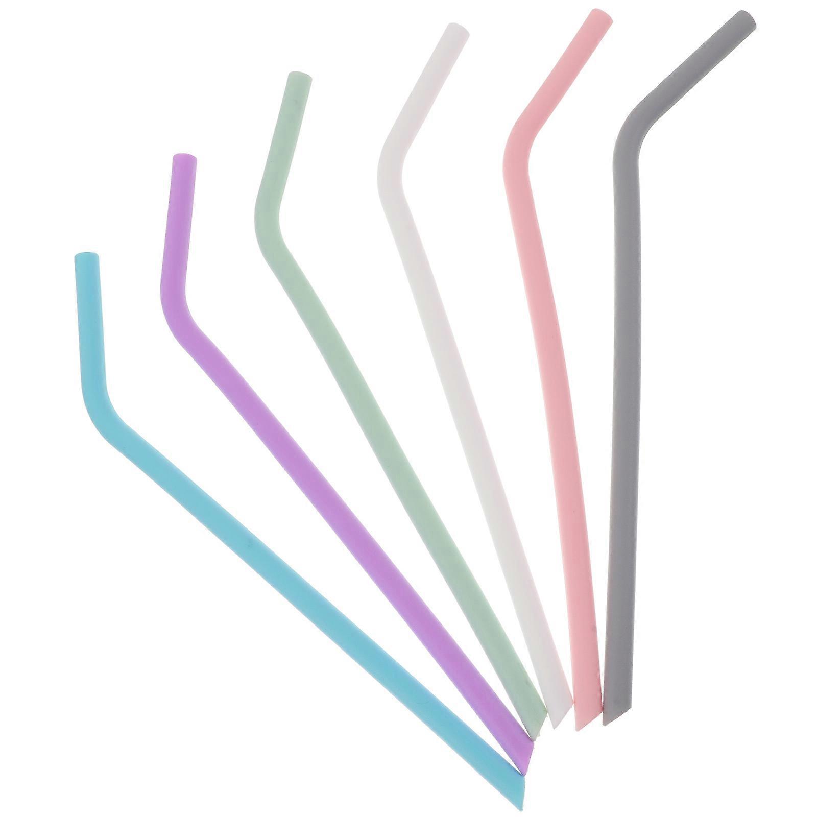 Reusable Straws Silicone Drinking Straws For Outdoor Adventure Bars Easy Cleaning 5 Sets With Brush