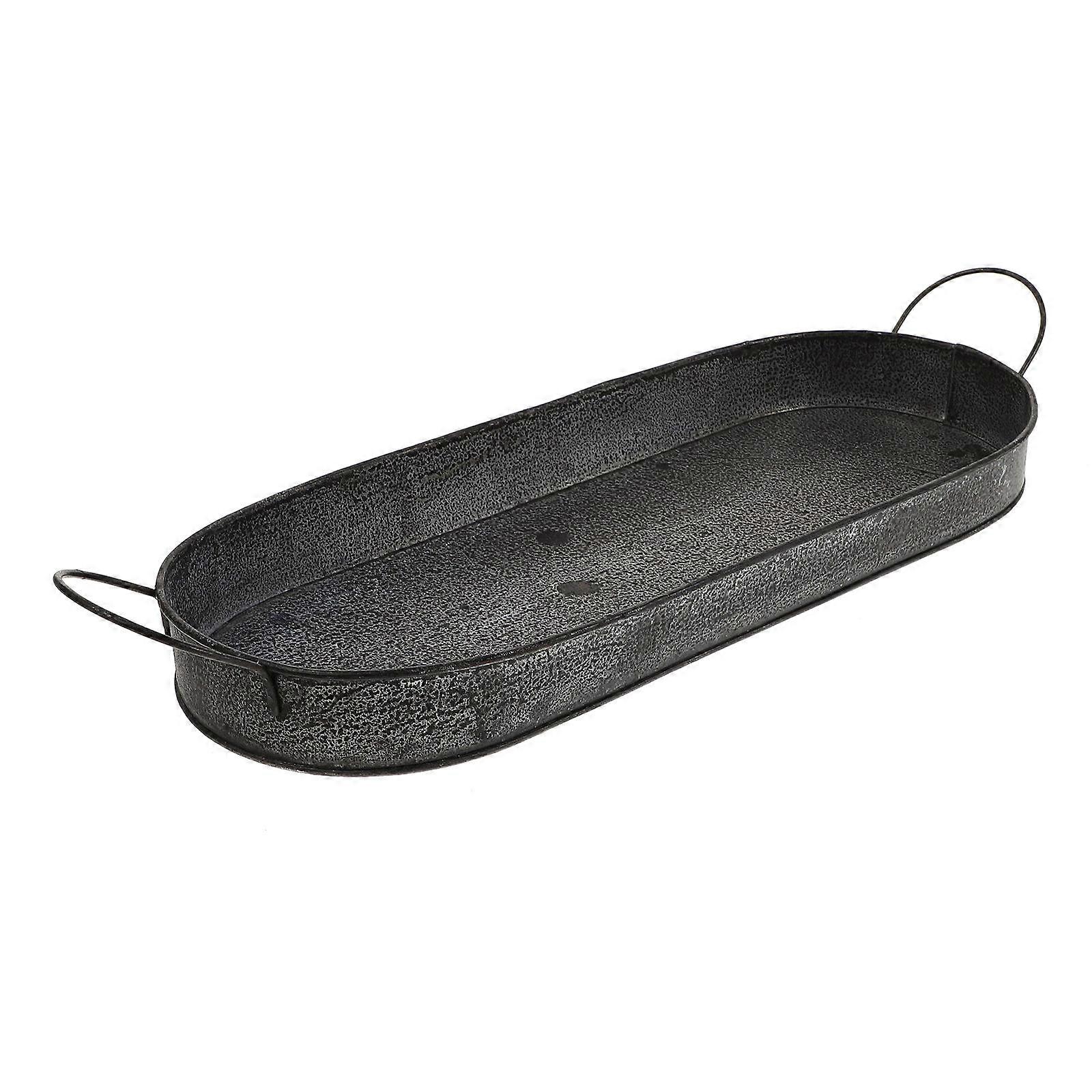 Metal Tray Retro for Serving 4Pcs Rustic Industrial Decorative Oval Plates