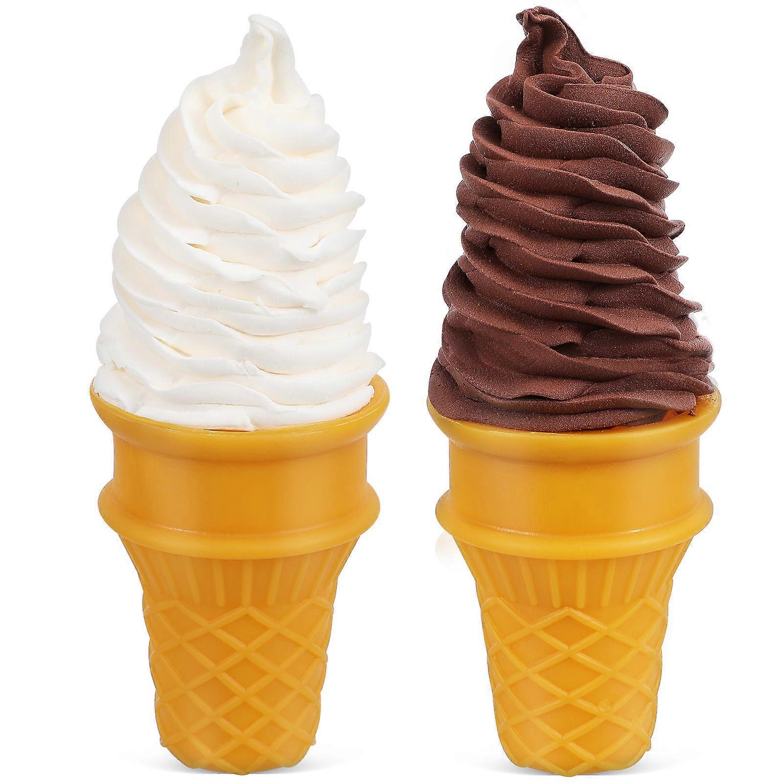 Lovely Ice Cream Ice Cream Modeling Figurine Cone Prop for Decor 2Pcs