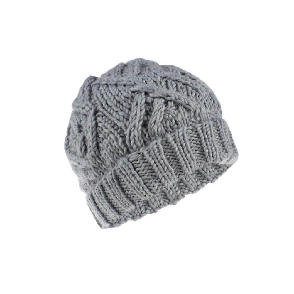Warm Hat Knitted Thick Hat for Winter 1 Piece Rhombus Pattern Cap